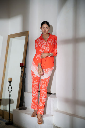 Noor Floral Set in Orange