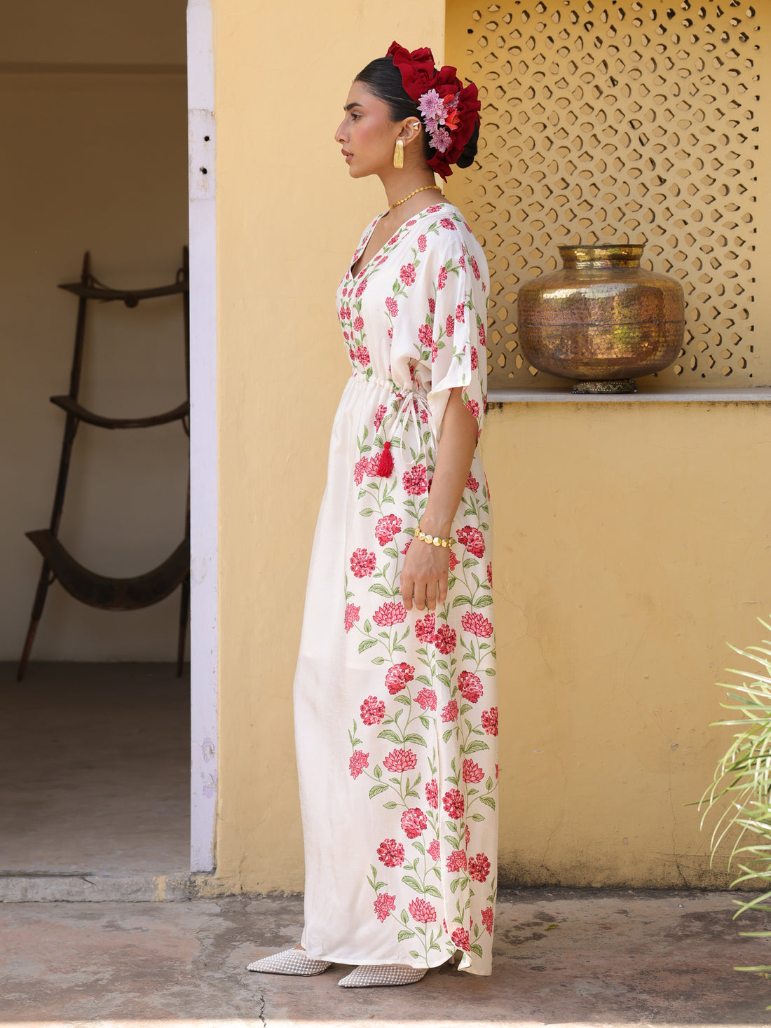 Phool Dress Viscose Silk Kaftan Style Floral Printed Dress