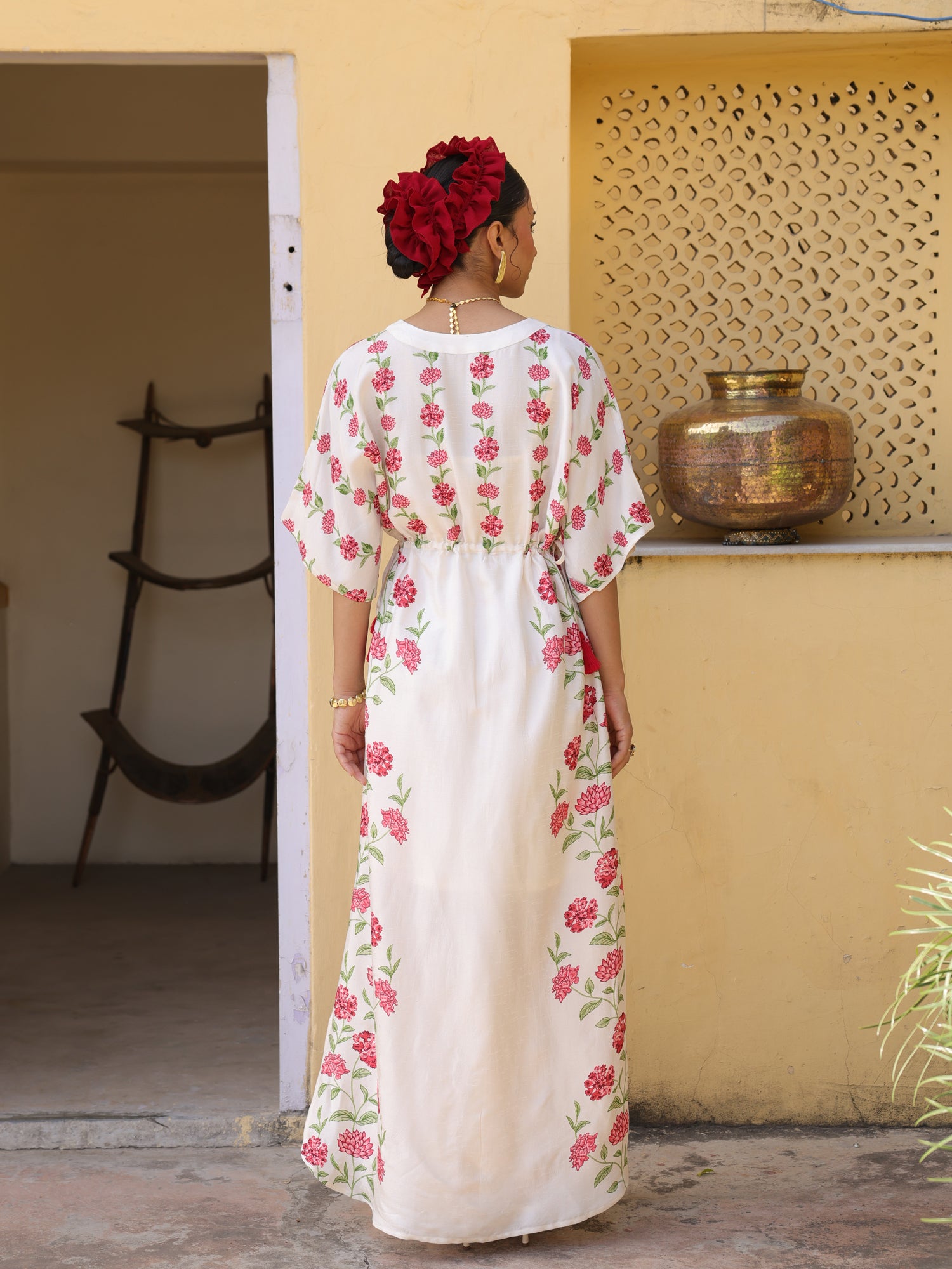 Phool Dress Viscose Silk Kaftan Style Floral Printed Dress