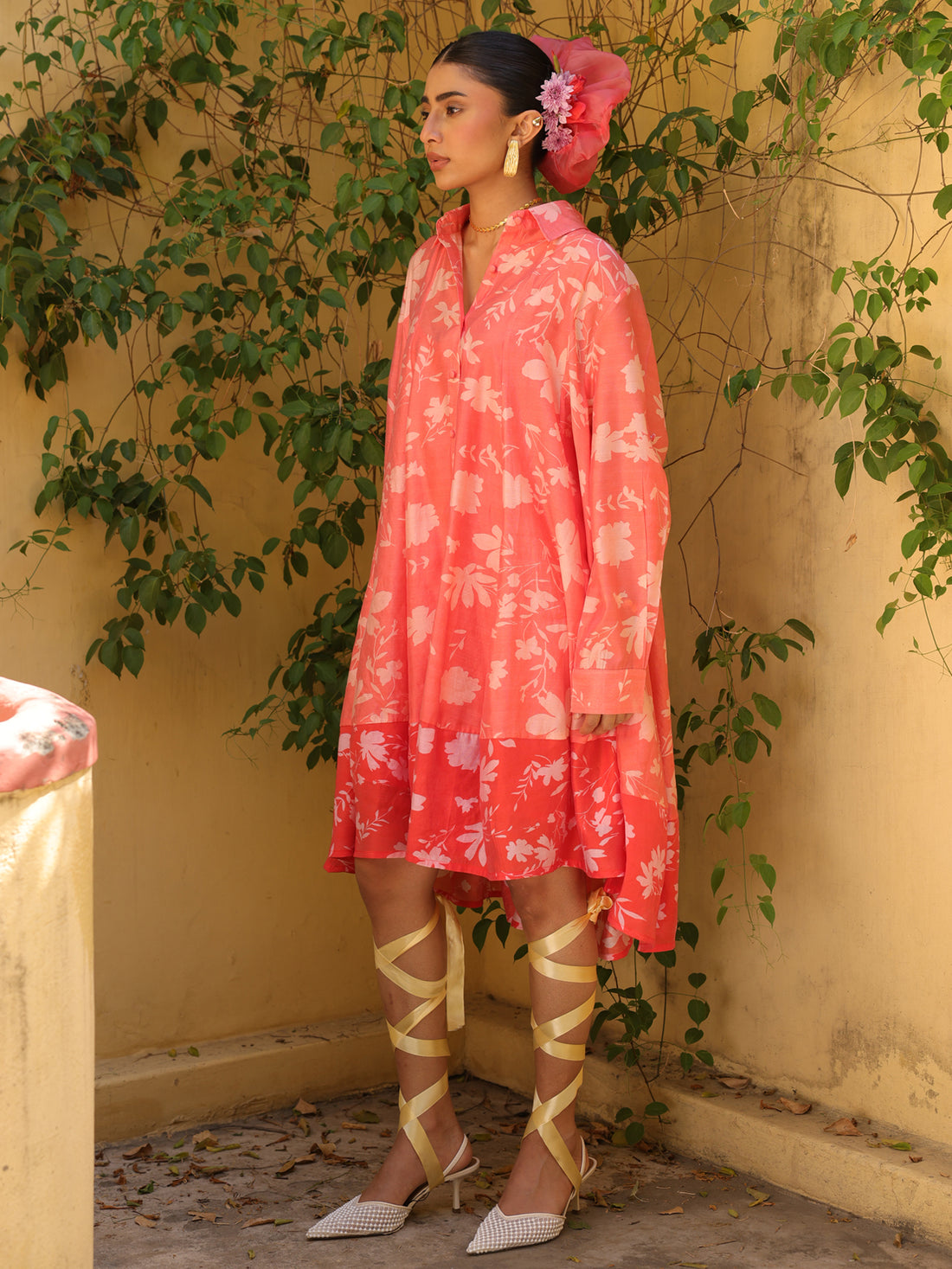 Nori Chanderi Printed Shirt Dress