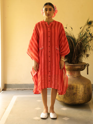 Sheher Kaftan Coral Chanderi Dress