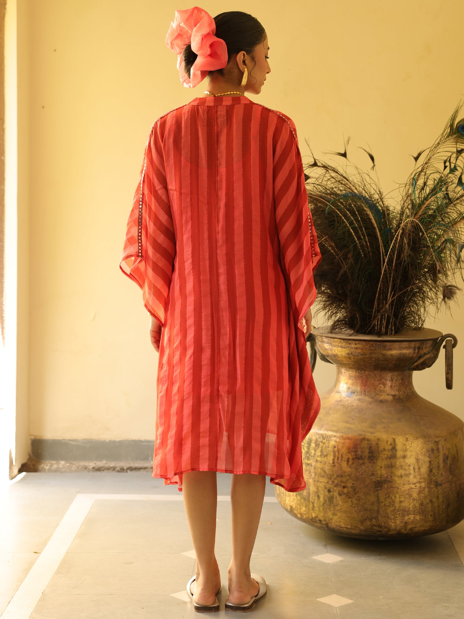 Sheher Kaftan Coral Chanderi Dress
