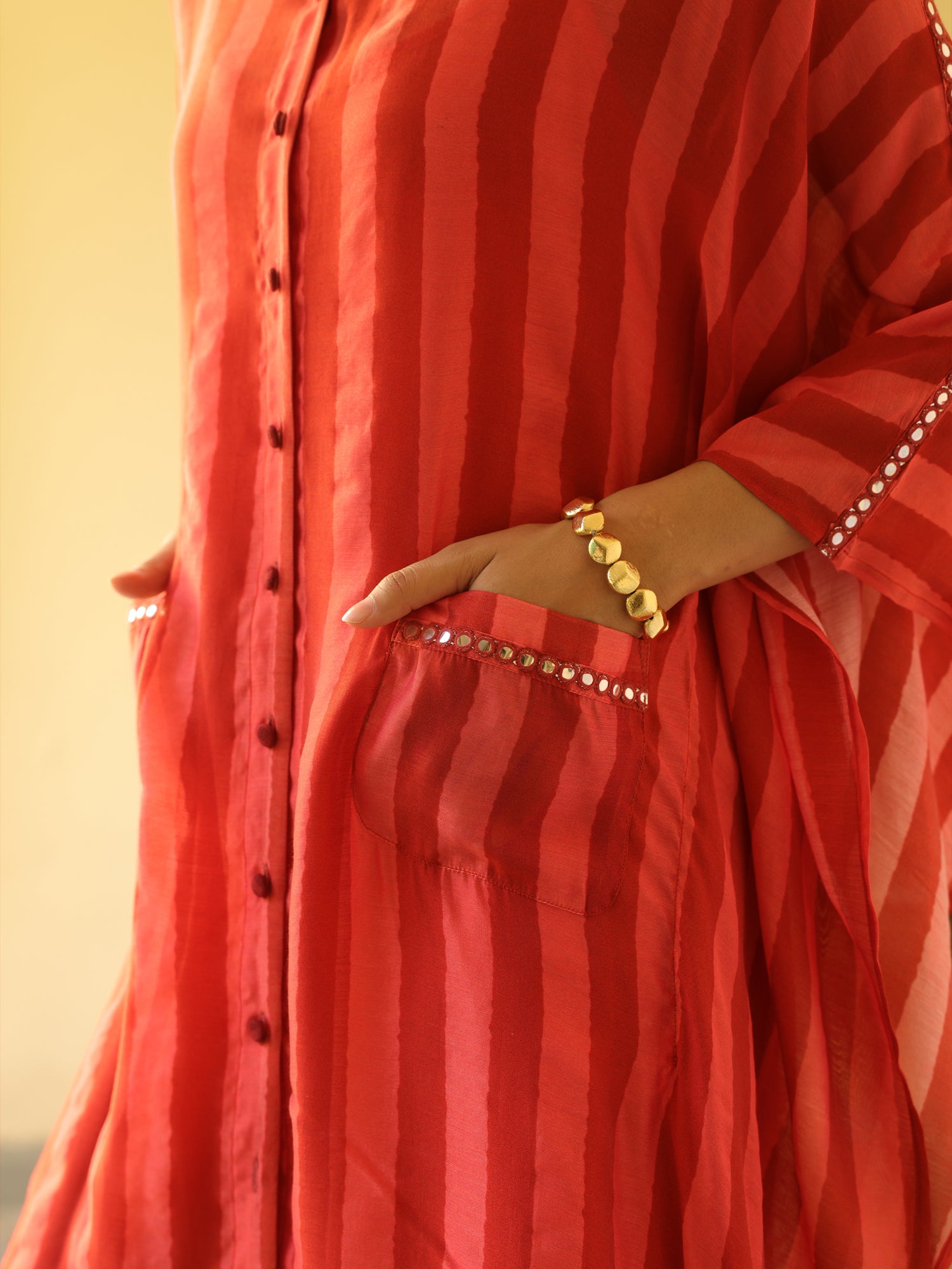 Sheher Kaftan Coral Chanderi Dress