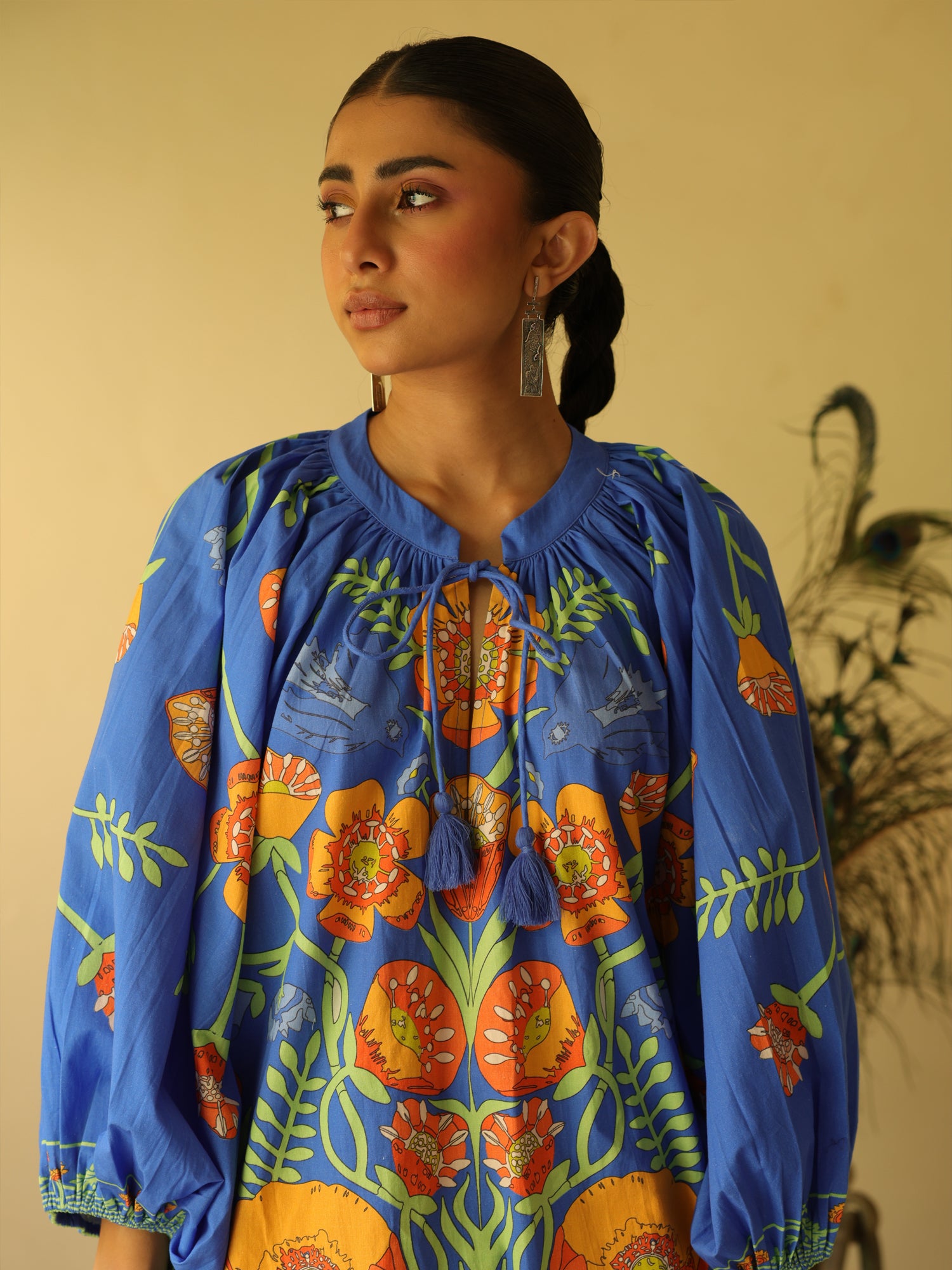 Sapphire Garden Blue Cotton Popline Floral Print Coord Set