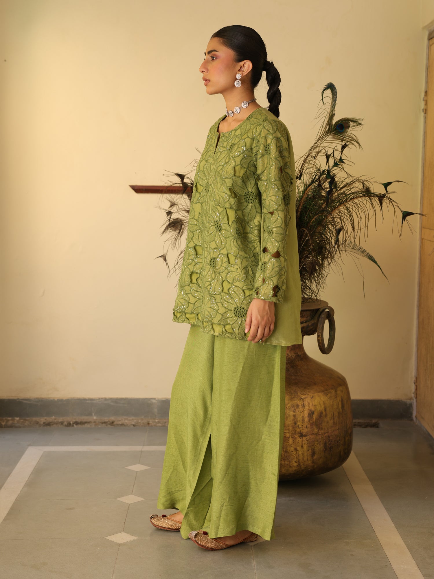 Sage Tissue Zari Set