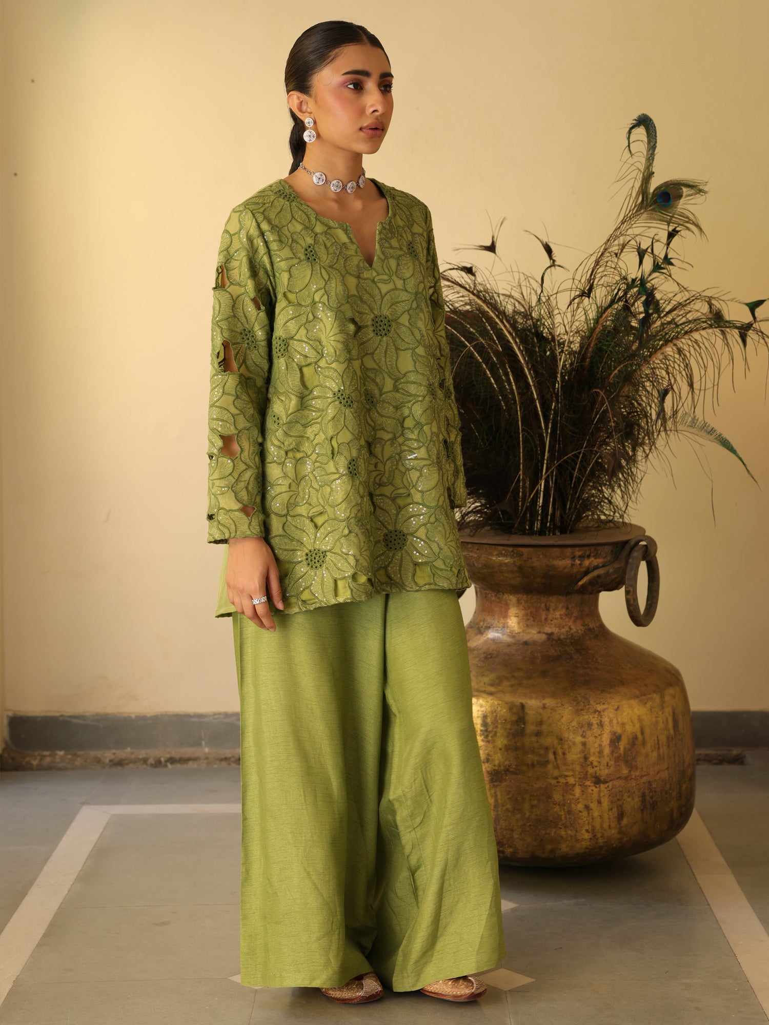 Sage Tissue Zari Set