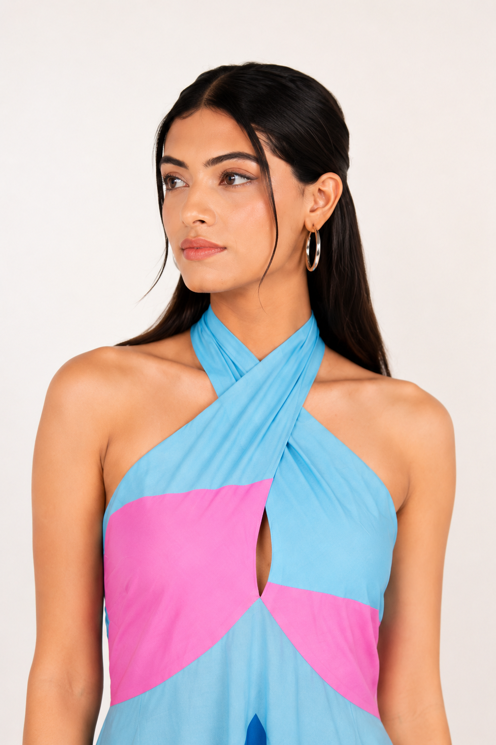Azure Cross-Halter Dress