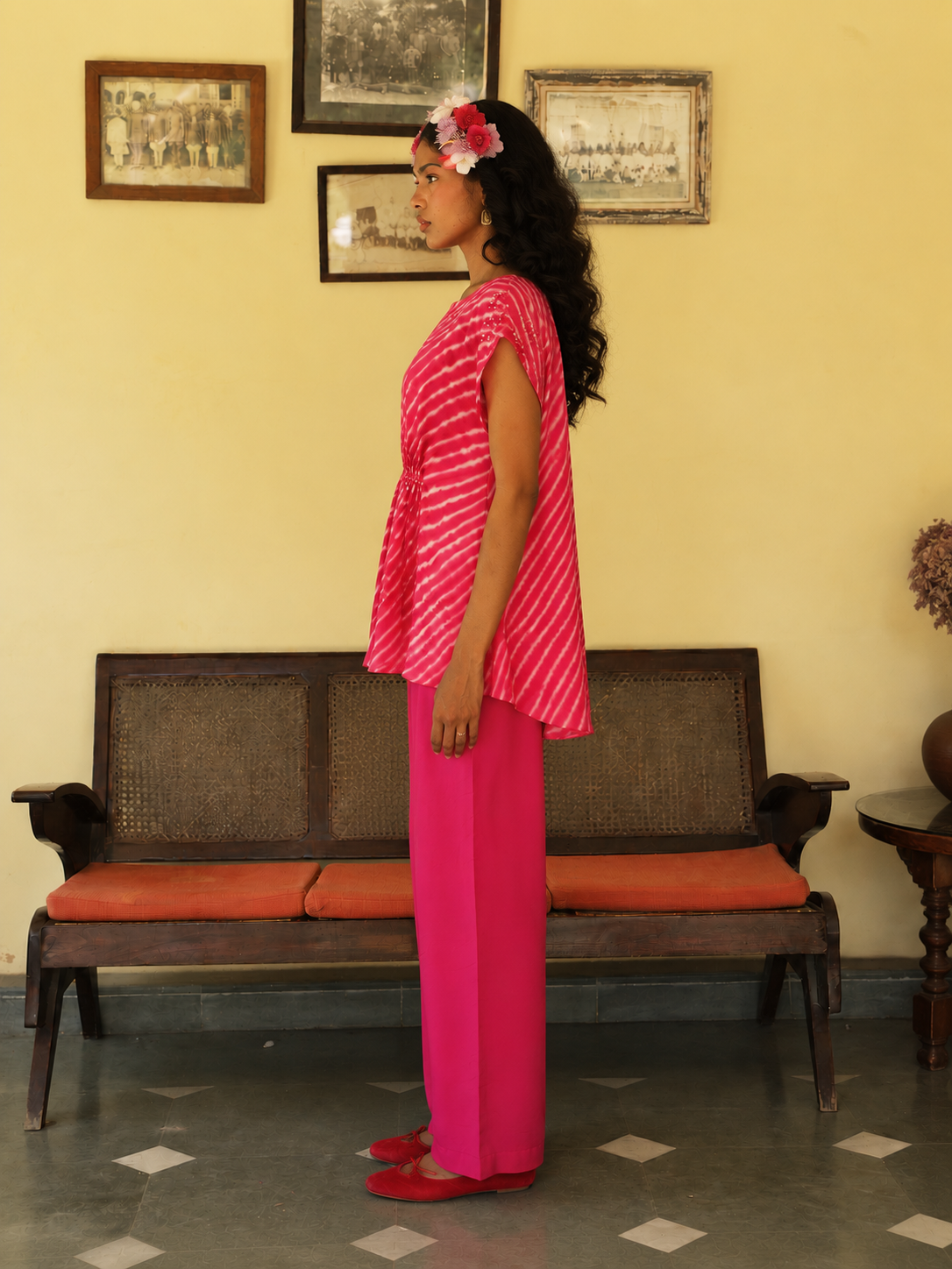 Afsana Pink Tie-Dye Georgette Top with Slip