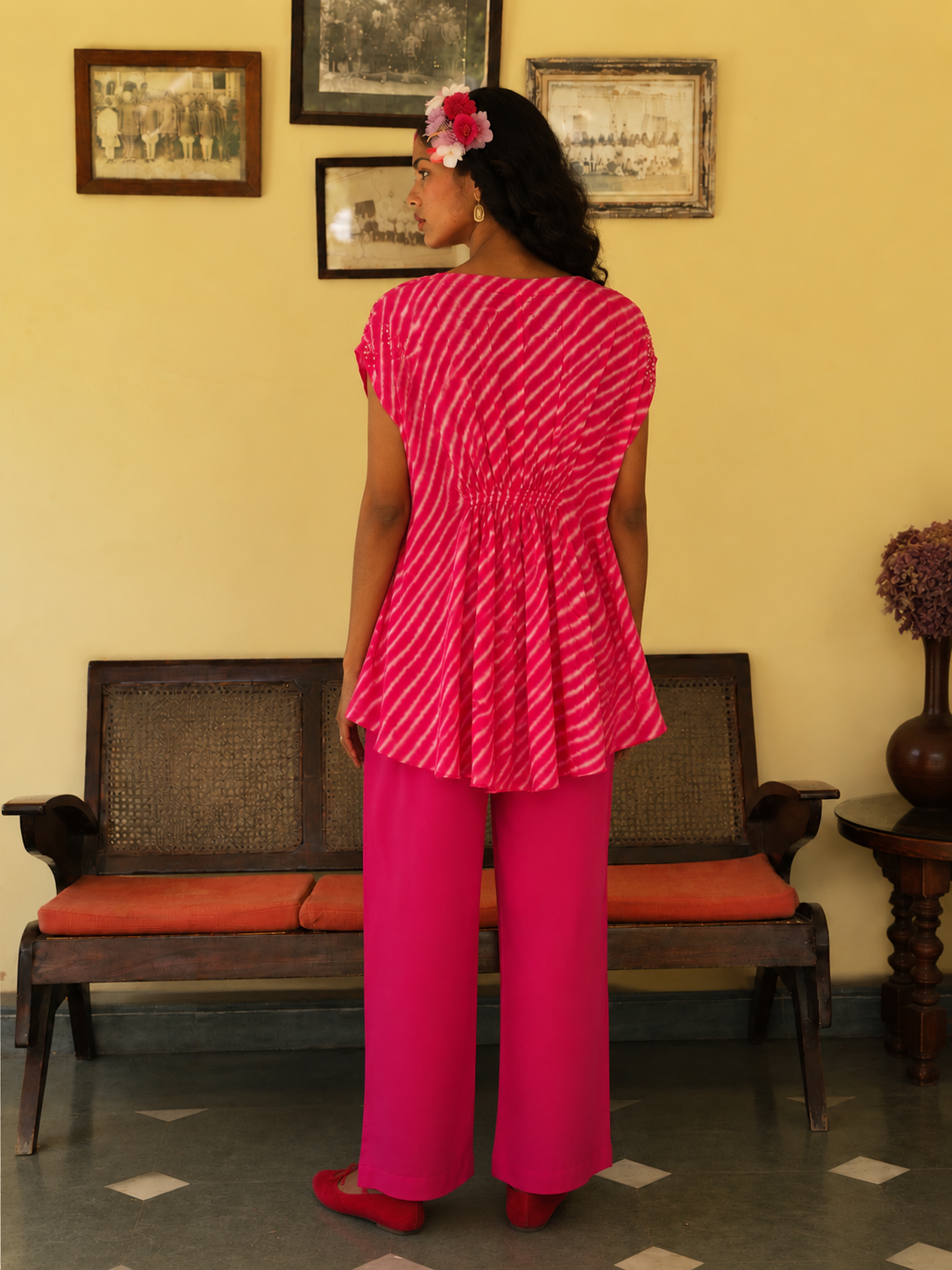 Afsana Pink Tie-Dye Georgette Top with Slip