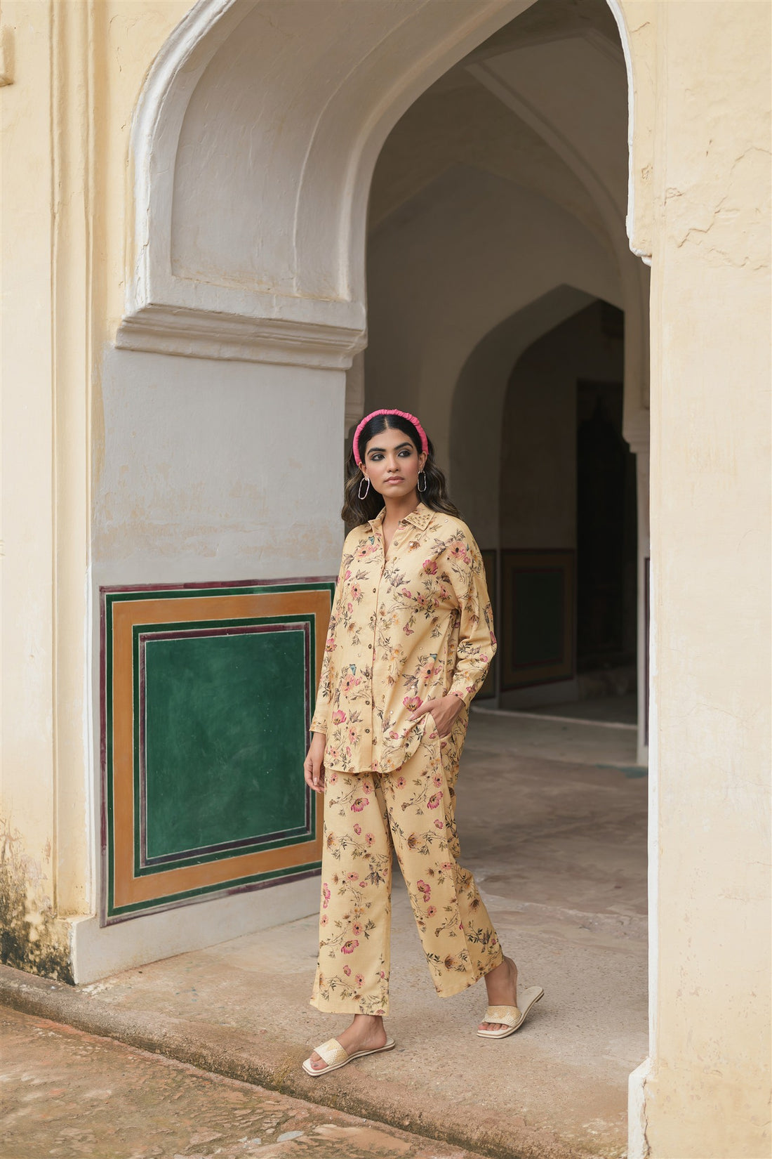 Sand Set-Beige Printed Linen Co-ord Set