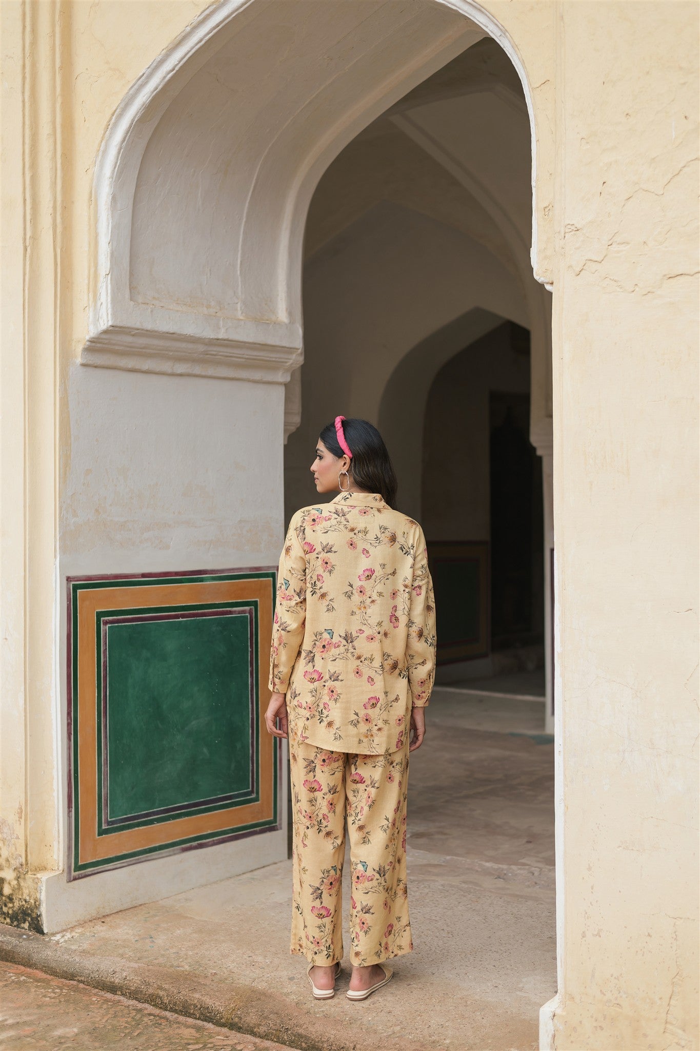 Sand Set-Beige Floral Printed Linen Co-ord Set