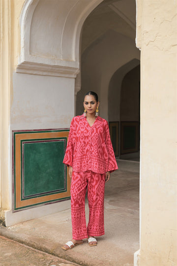 Bloom Set- Pink Printed Linen Co-ord Set