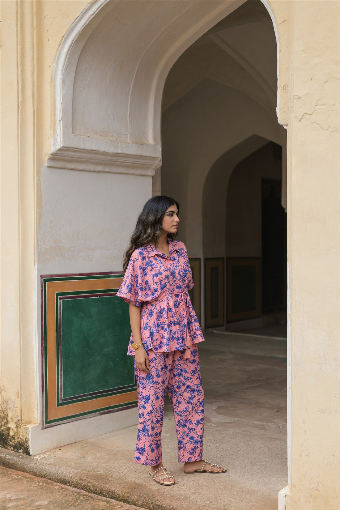 Blush Set-Blush Pink Printed Schiffli Co-ord Set