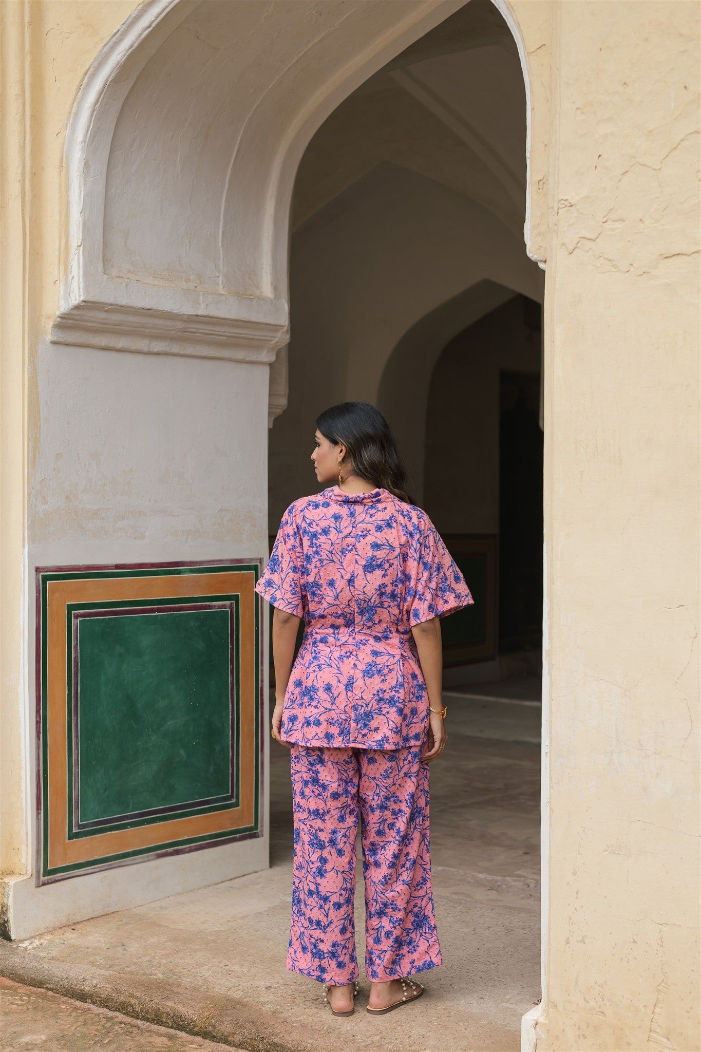 Blush Set- Pink Printed Pure Cotton Schiffli Co-ord Set
