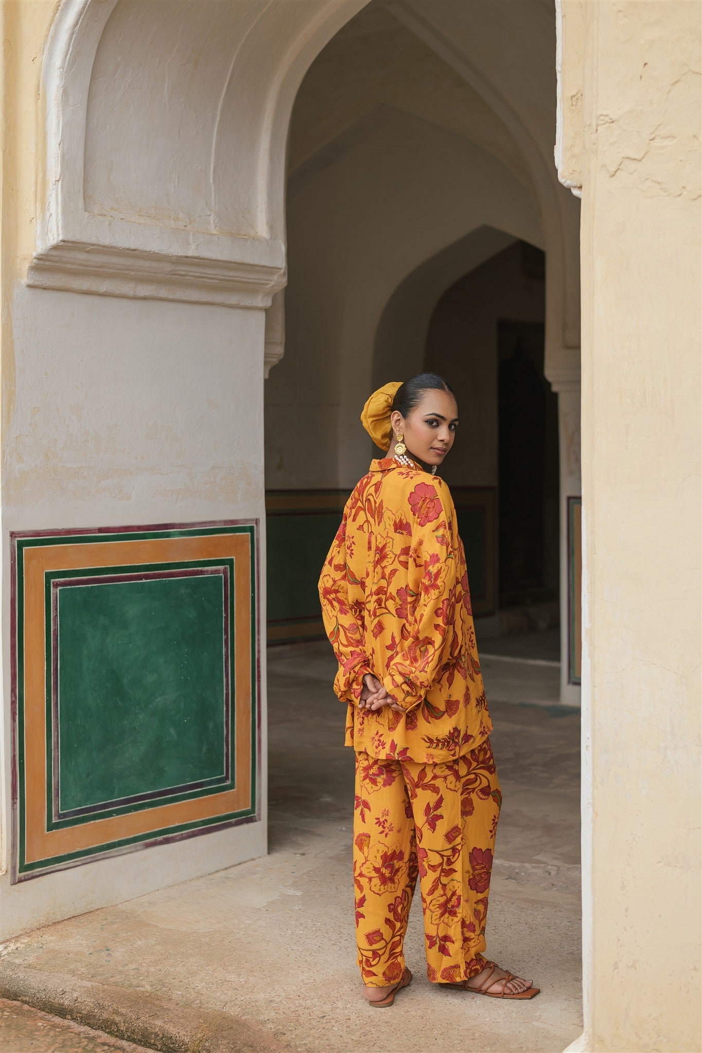 Dawn Set - Yellow Printed Linen Co-ord Set