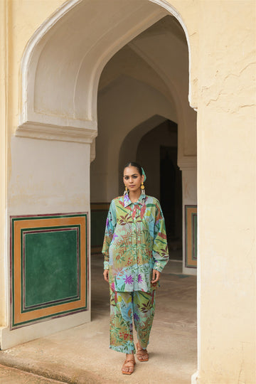 Moss Set - Teal Printed Cotton Co-ord Set