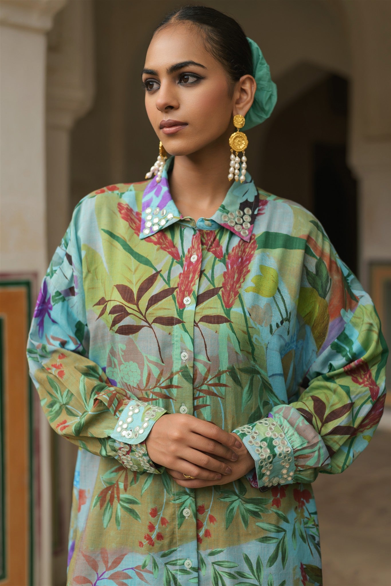 Moss Set - Teal Printed Cotton Co-ord Set