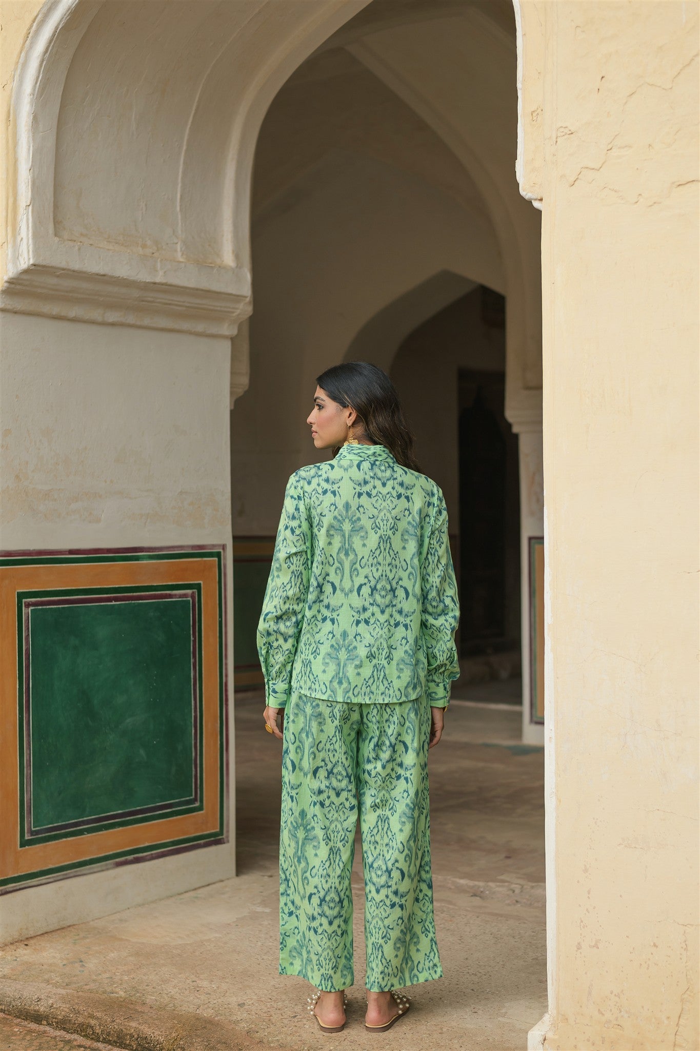 Fern Set-Green Printed Linen Co-ord Set