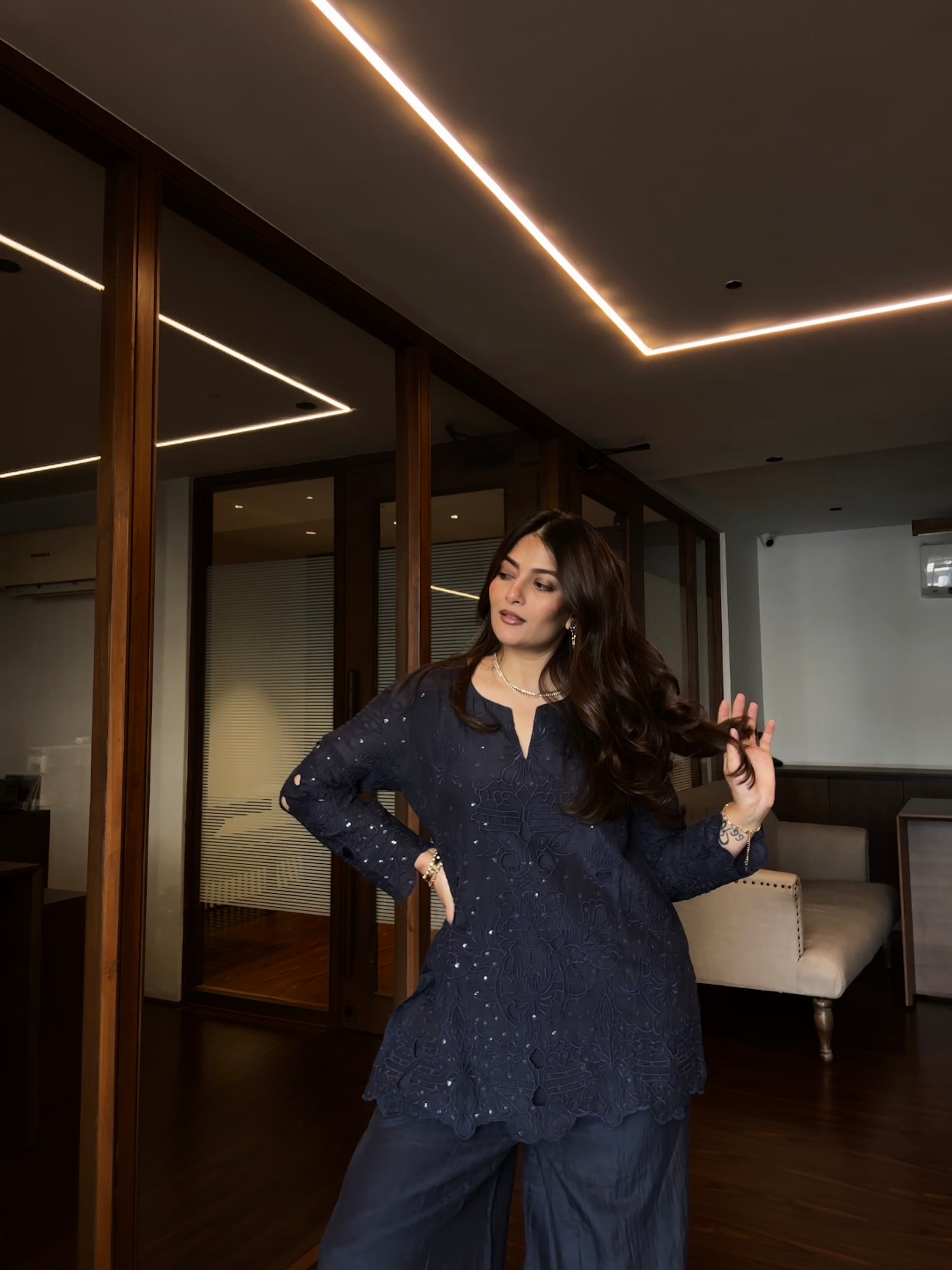 Fiza Set - Embroidery & Cutwork  Organza Regular Fit Kurta Palazzo With Dupatta