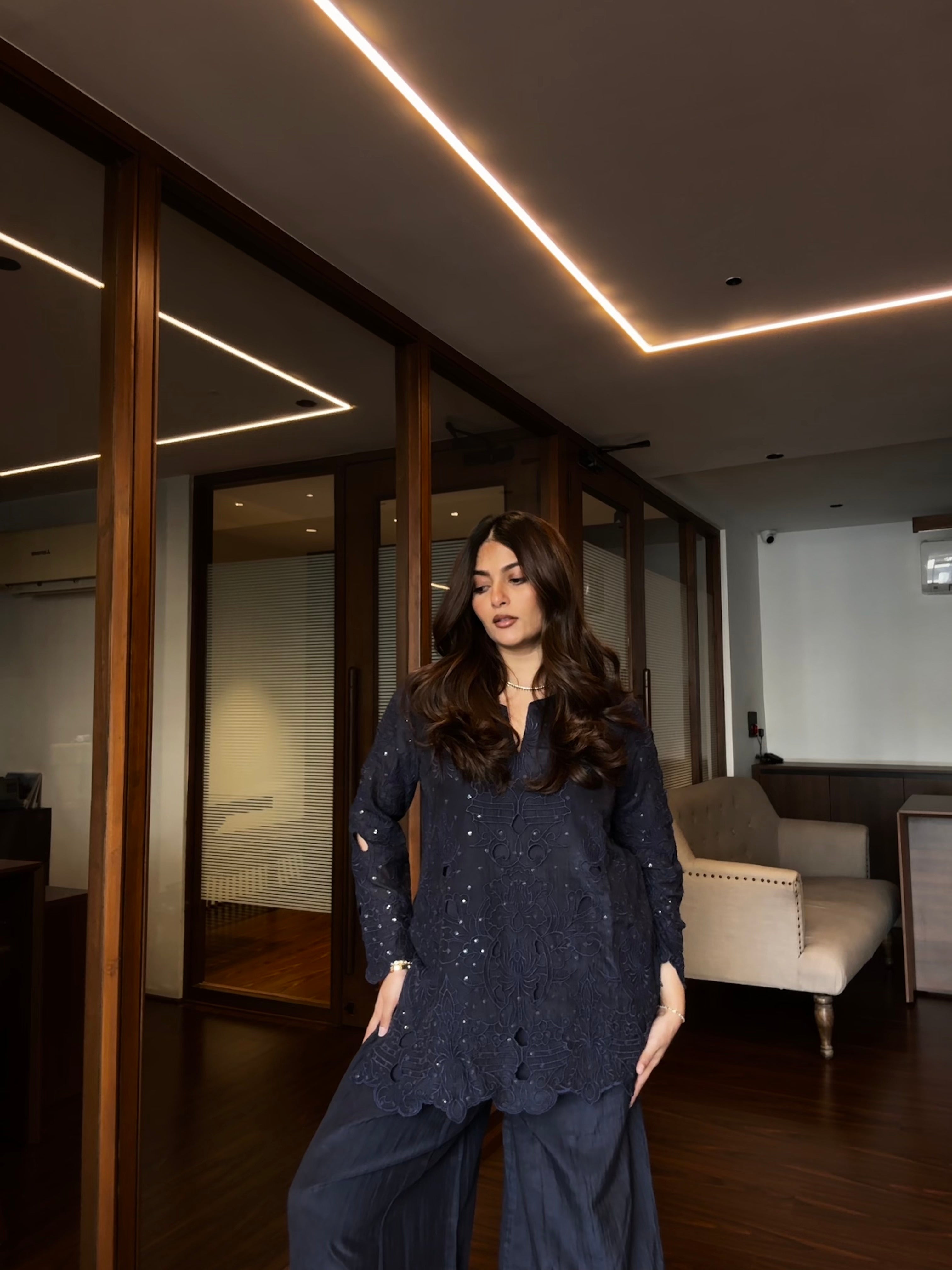 Fiza Set - Embroidery & Cutwork  Organza Regular Fit Kurta Palazzo With Dupatta