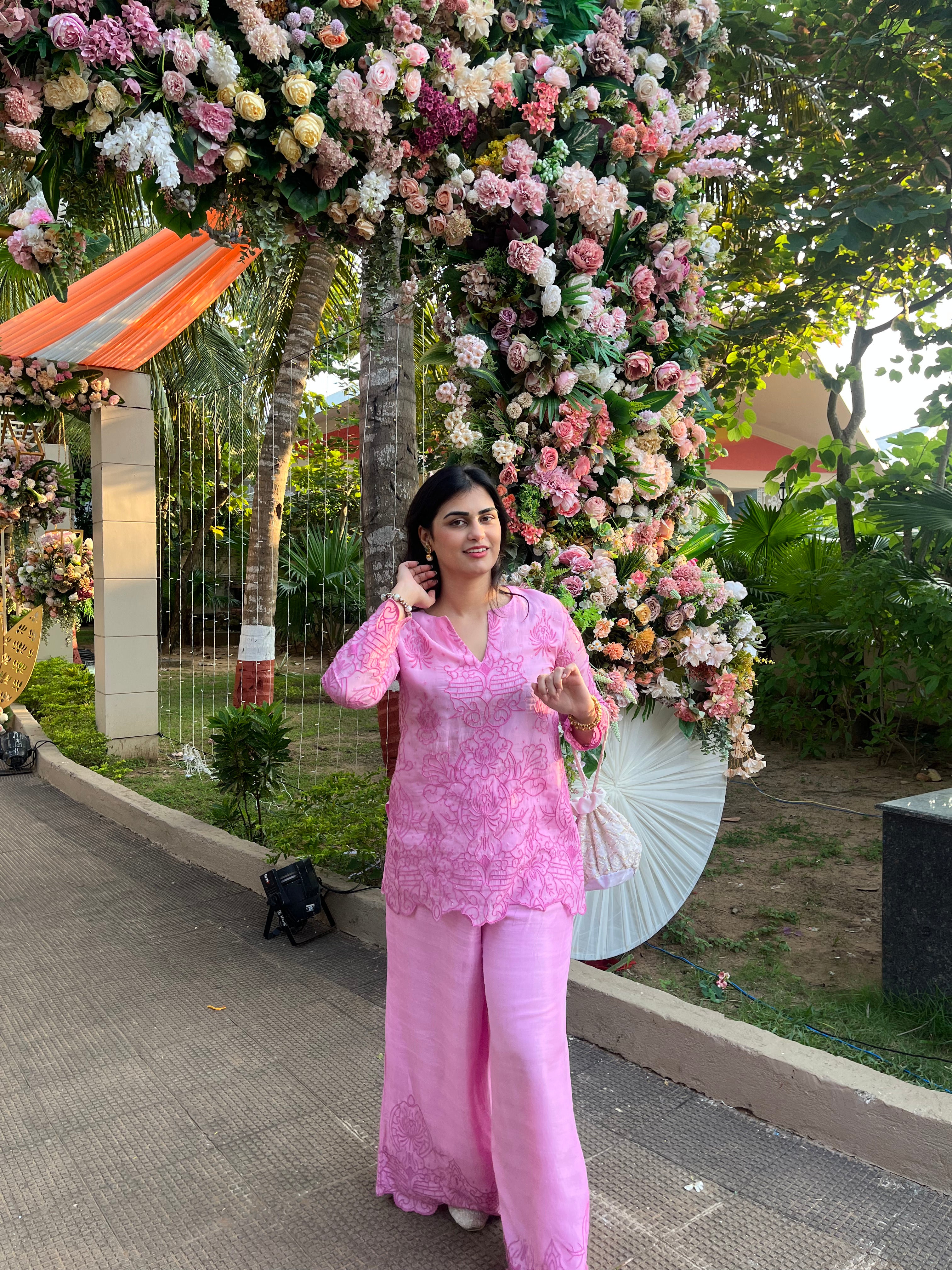 Fiza Set - Embroidery & Cutwork  Organza Regular Fit Kurta Palazzo With Dupatta