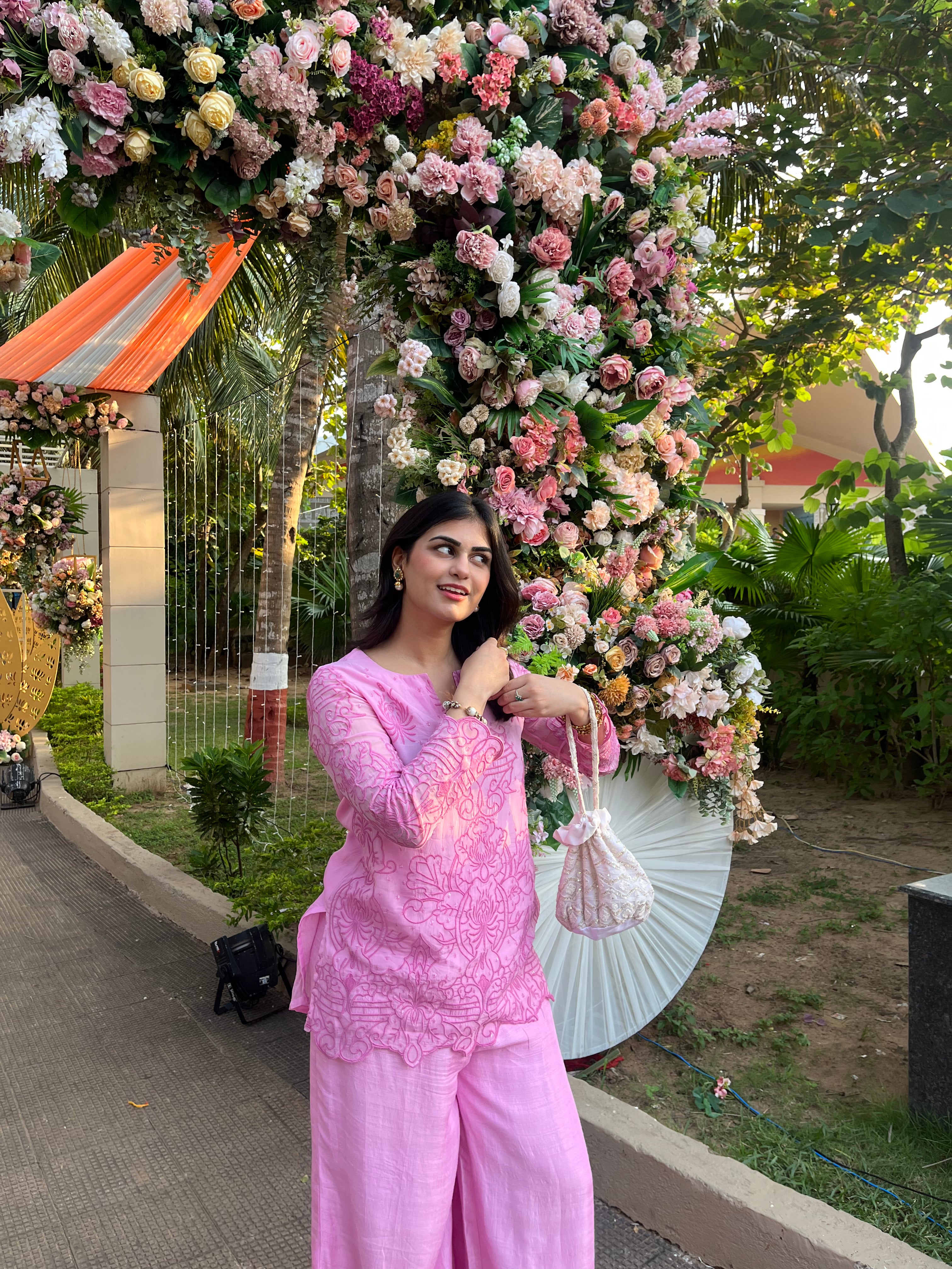 Fiza Set - Embroidery & Cutwork  Organza Regular Fit Kurta Palazzo With Dupatta