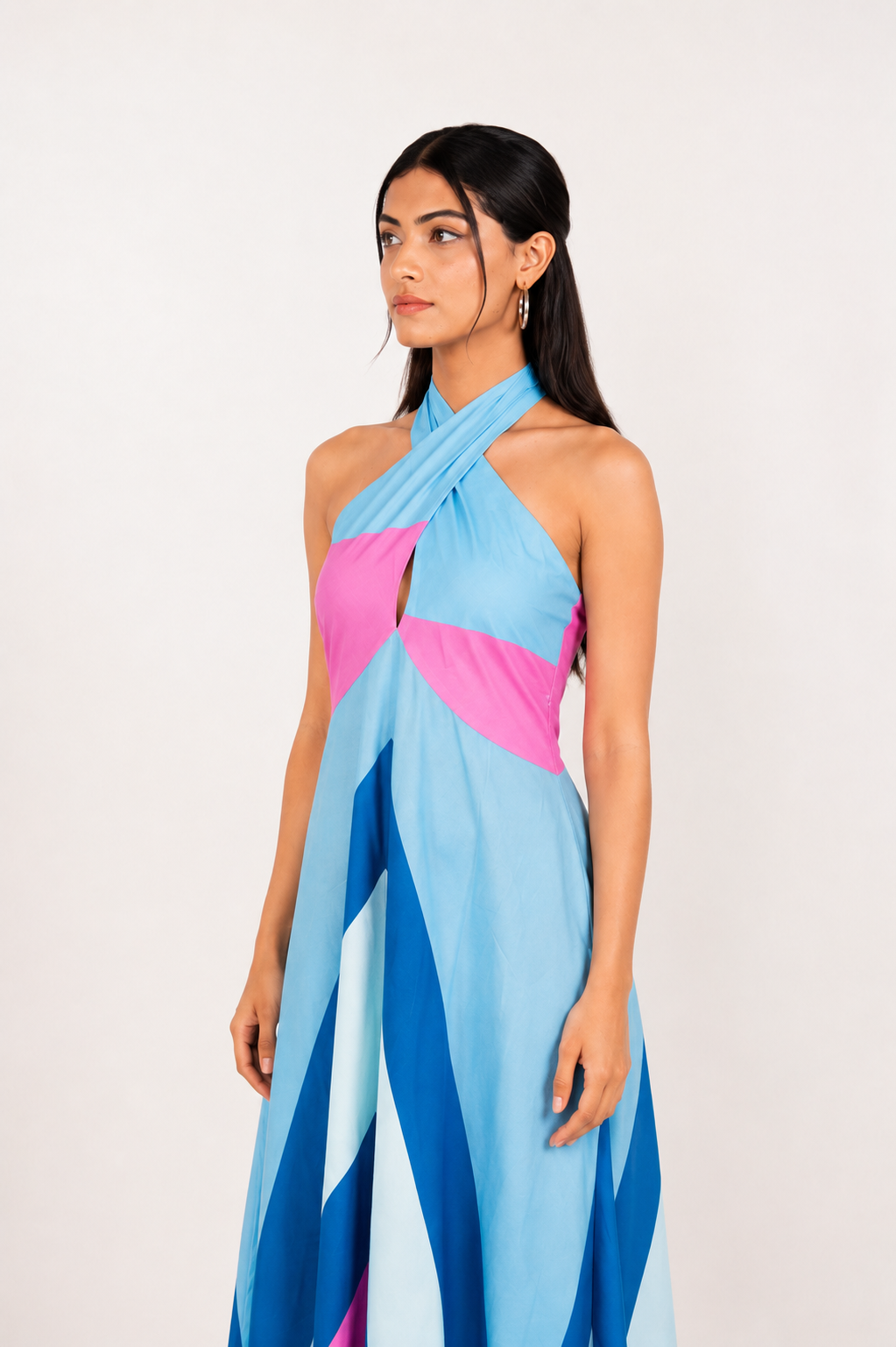 Azure Cross-Halter Dress