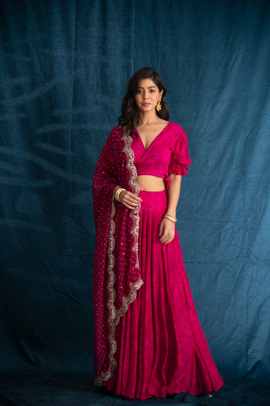 Rooh Lehenga in Ruby