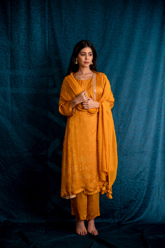 Rooh Wrap Kurta Set in Mustard