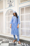 Noor Floral Kurta Set in Blue