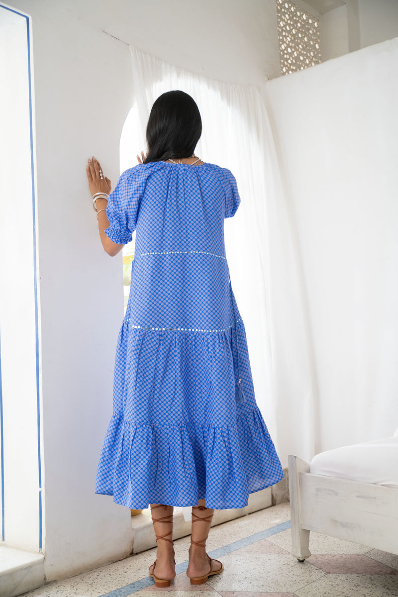Noor Midi Dress in Blue