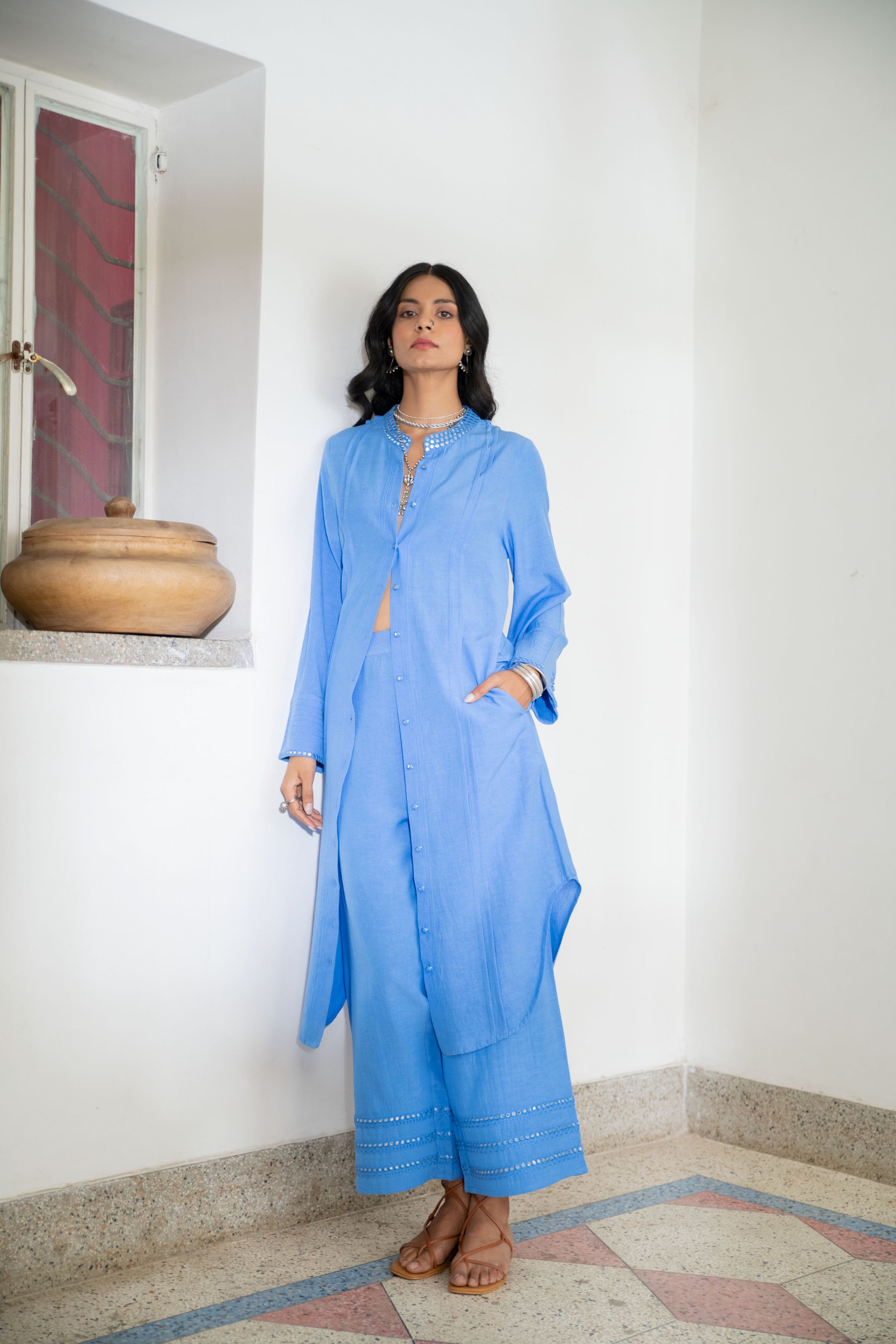 Noor Embroidered Kurta Set in Blue