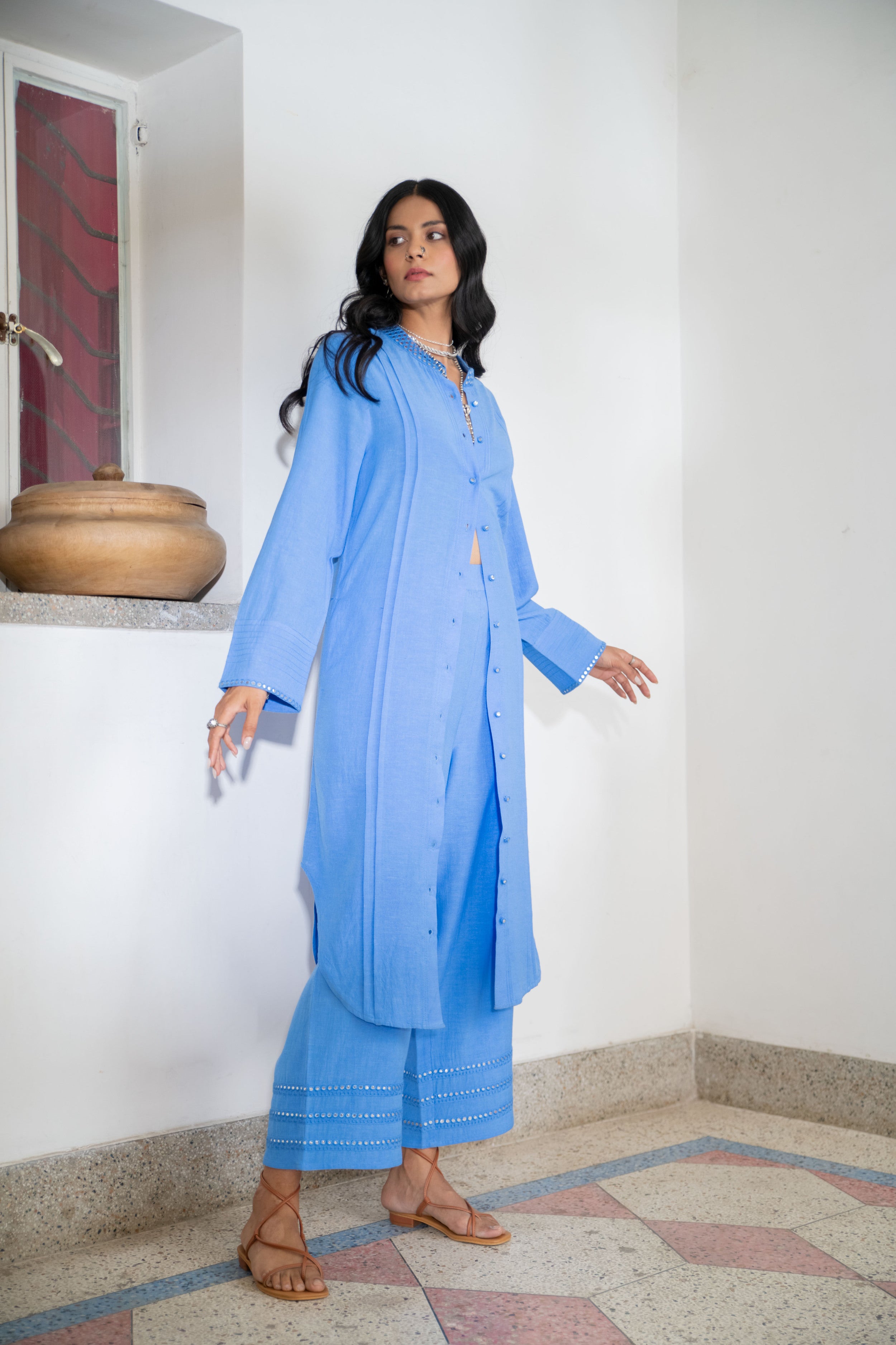 Noor Embroidered Kurta Set in Blue