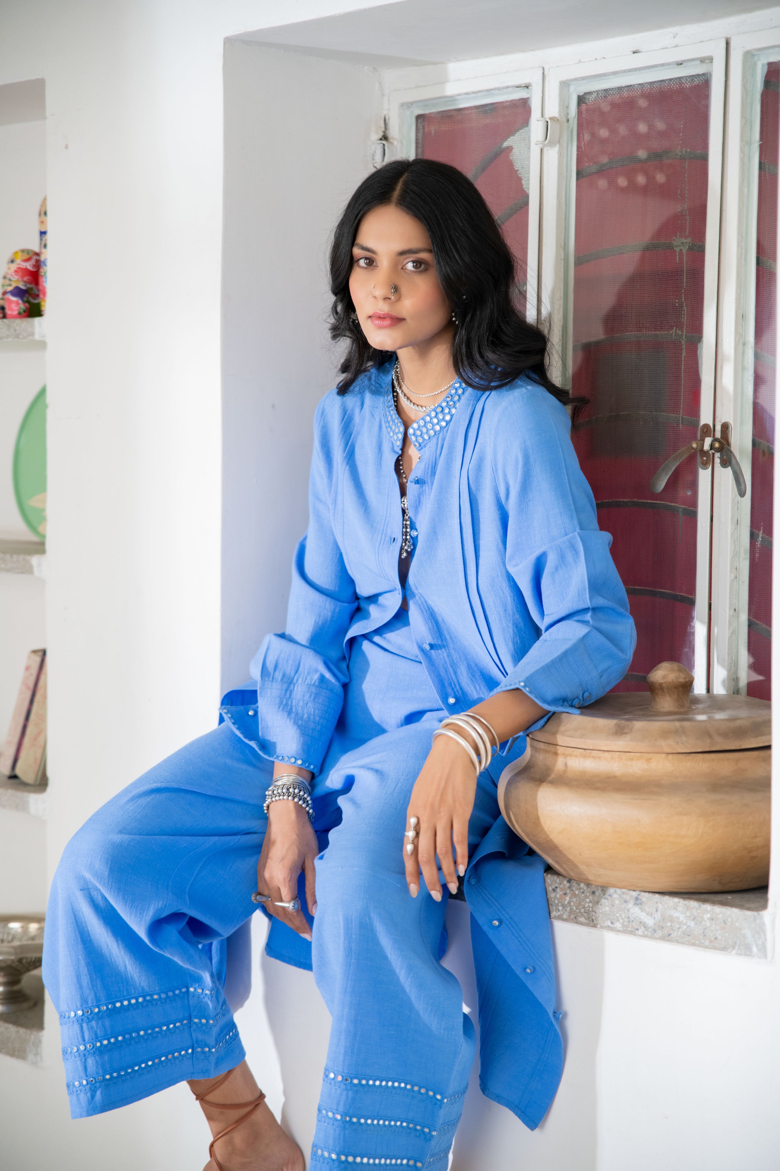 Noor Embroidered Kurta Set in Blue