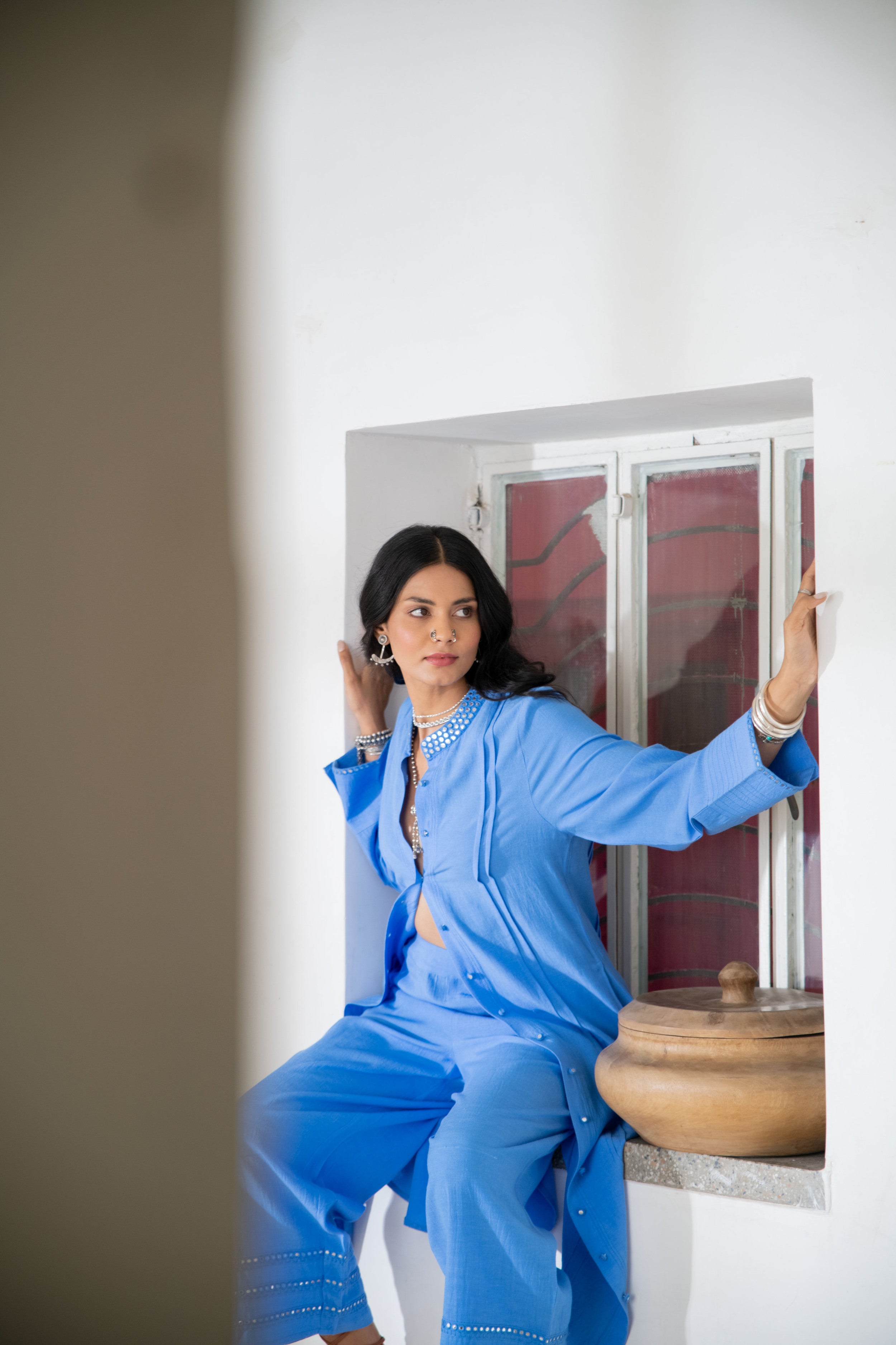 Noor Embroidered Kurta Set in Blue