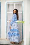 Noor Boho Asymmetrical Maxi Dress in Blue