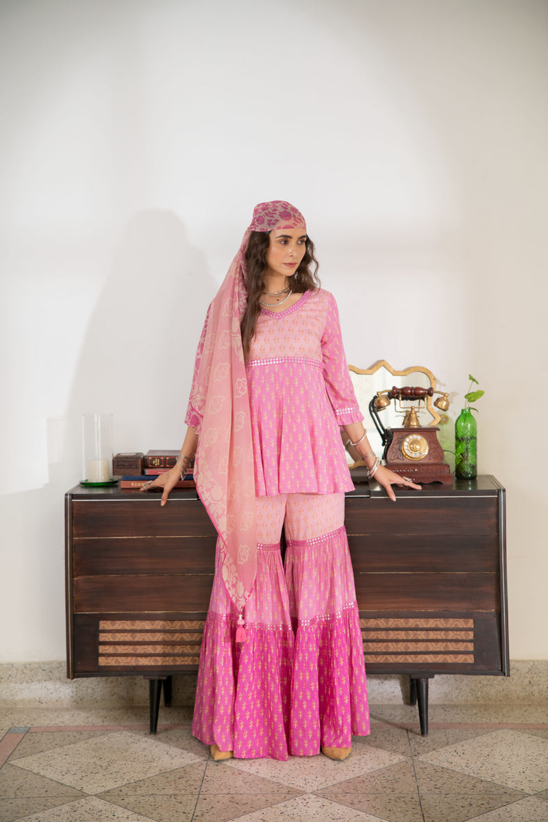 Noor Sharara Set in Pink