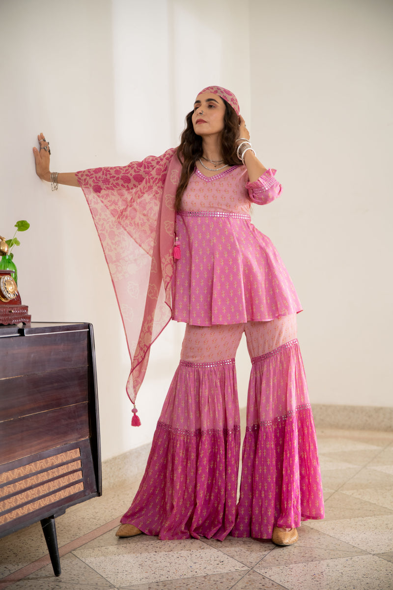 Noor Sharara Set in Pink