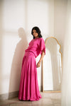 Noor Flowy Skirt Top Set in Pink