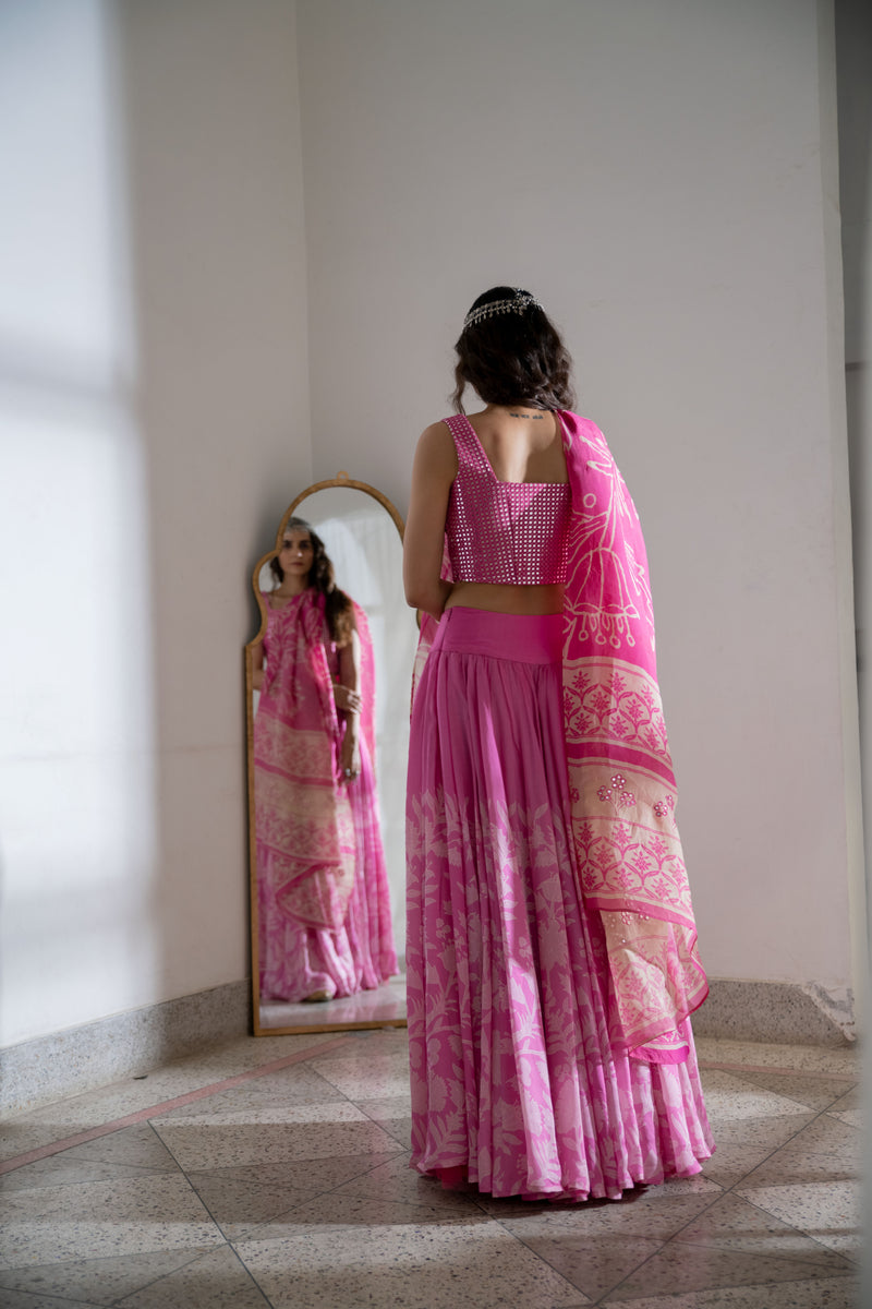 Noor Mirror Lehenga Set in Pink