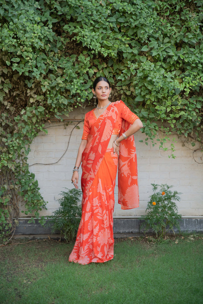 Noor Sari Set in Orange