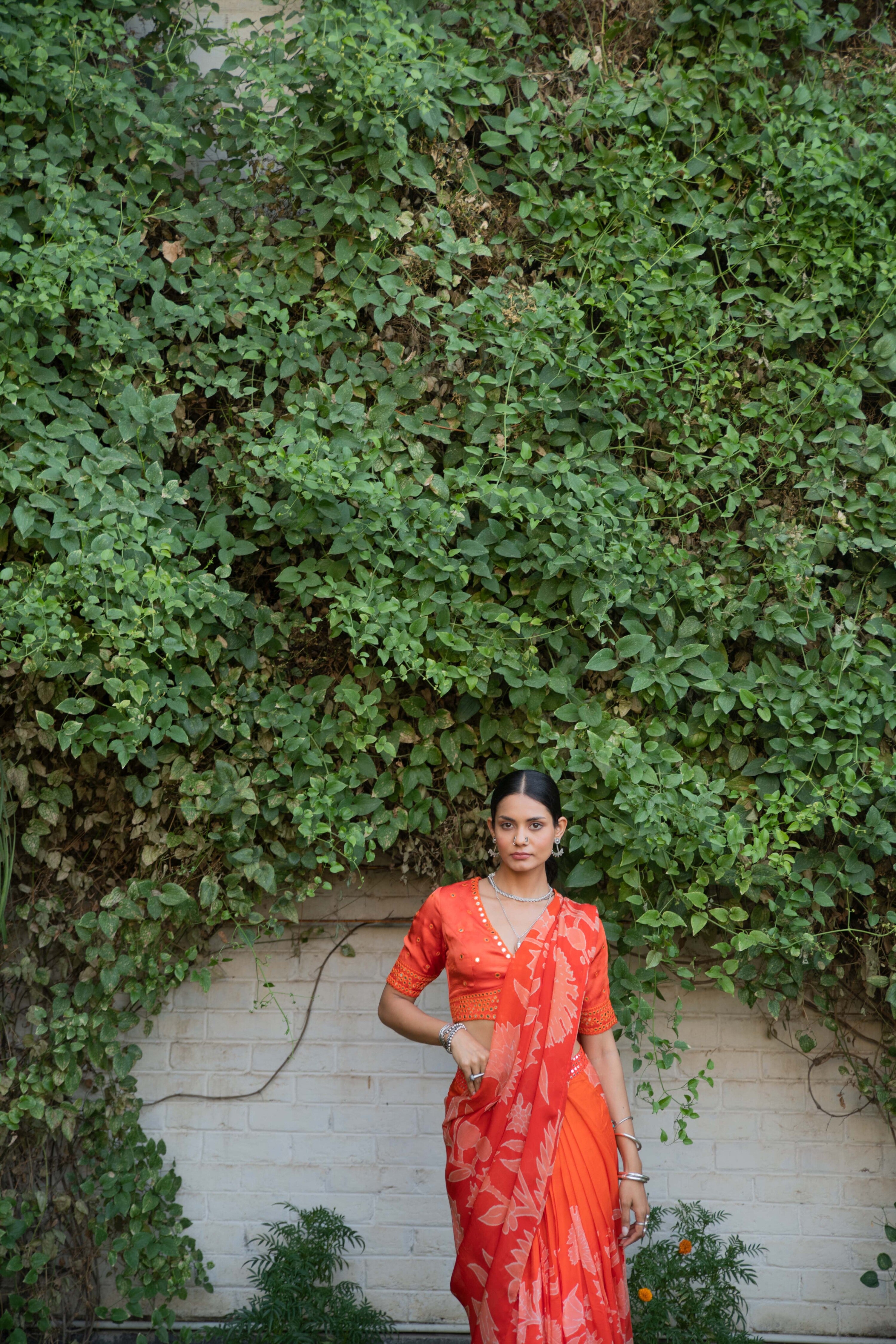Noor Sari Set in Orange