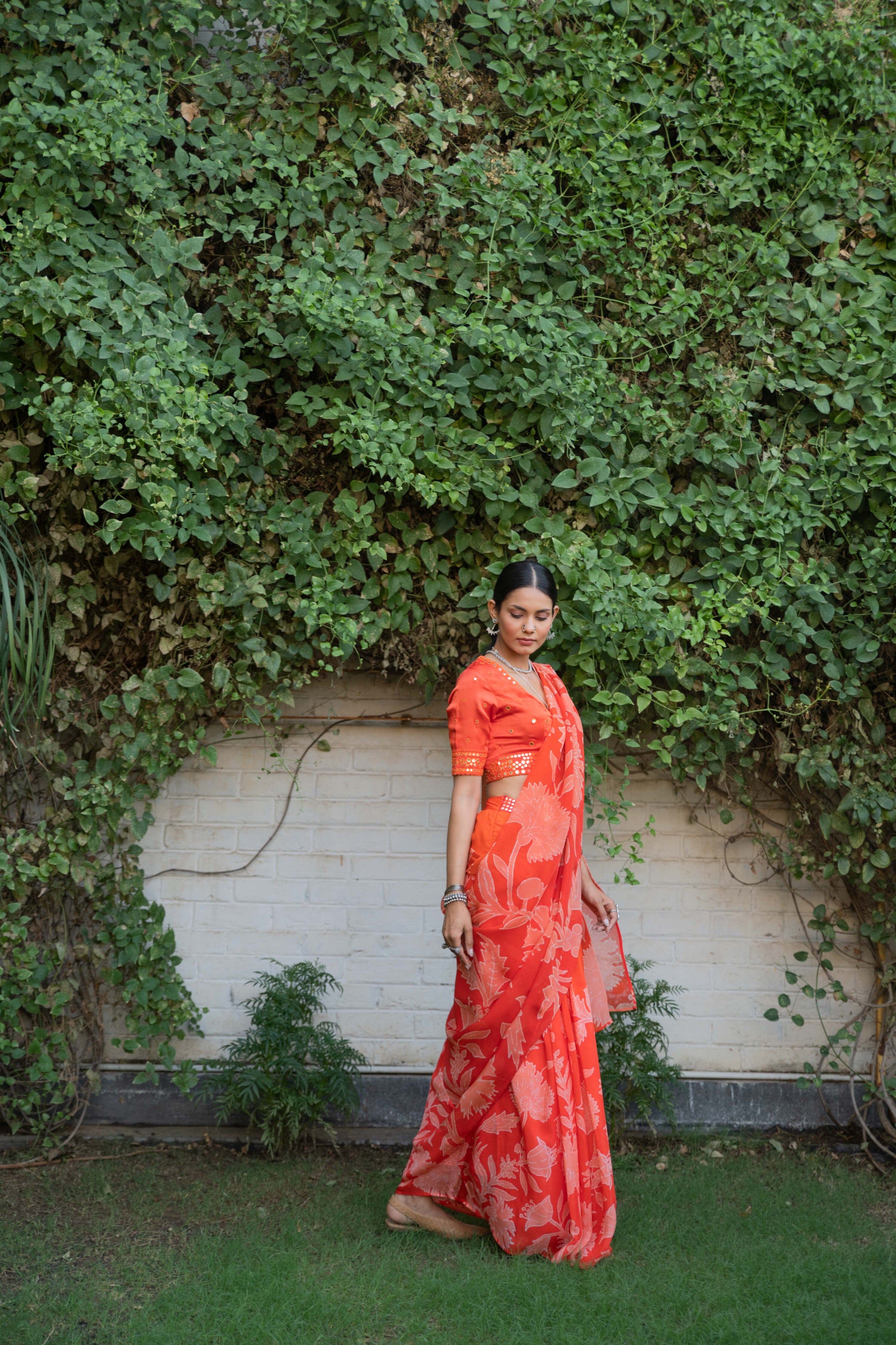 Noor Sari Set in Orange