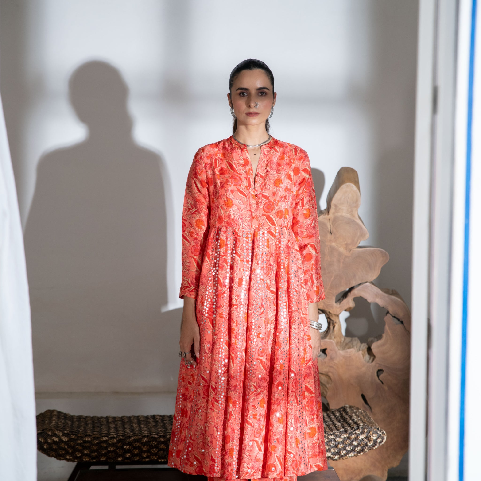 Noor Kali Kurta Set in Orange