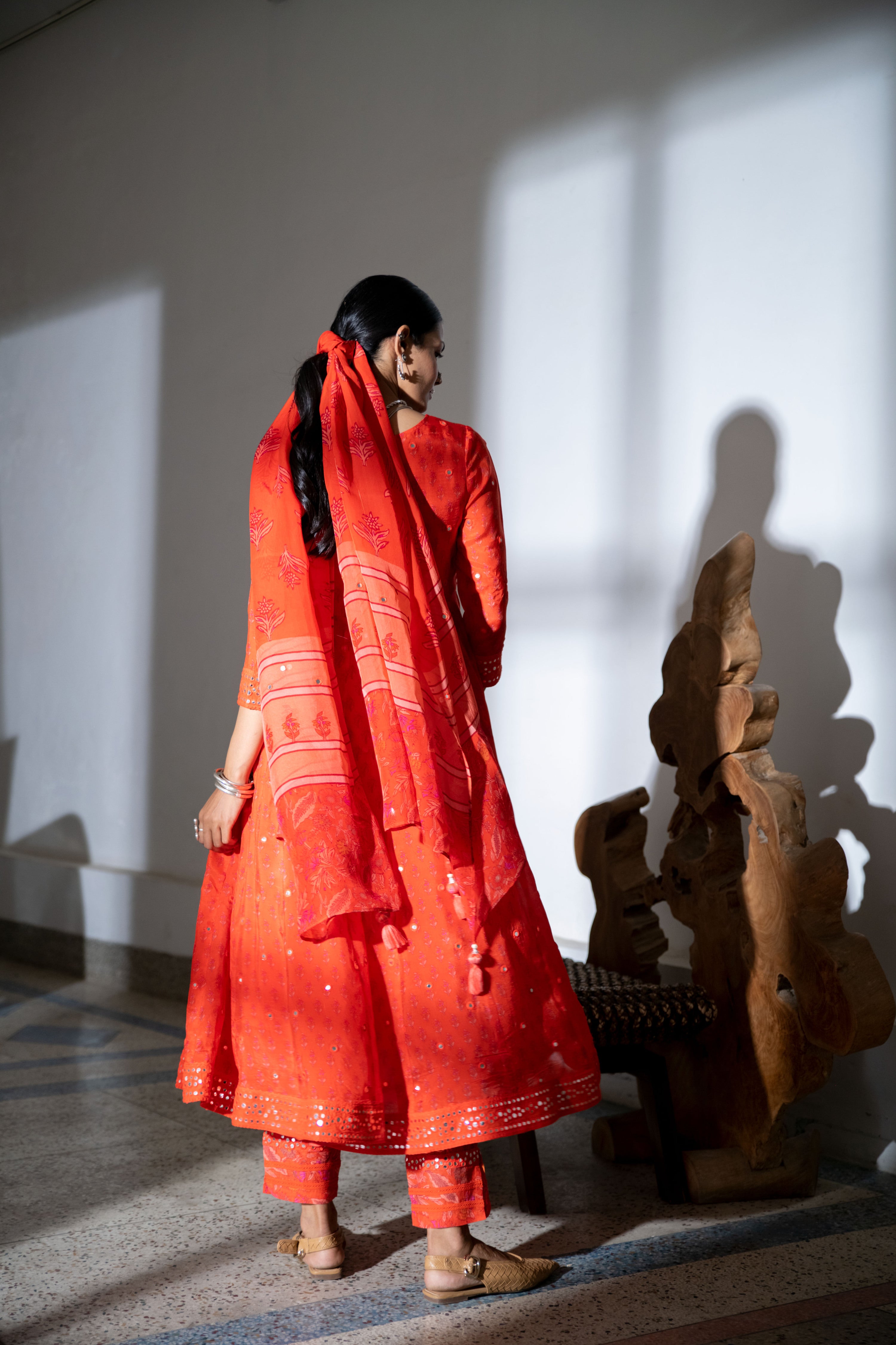 Noor Anarkali Kurta Set in Orange