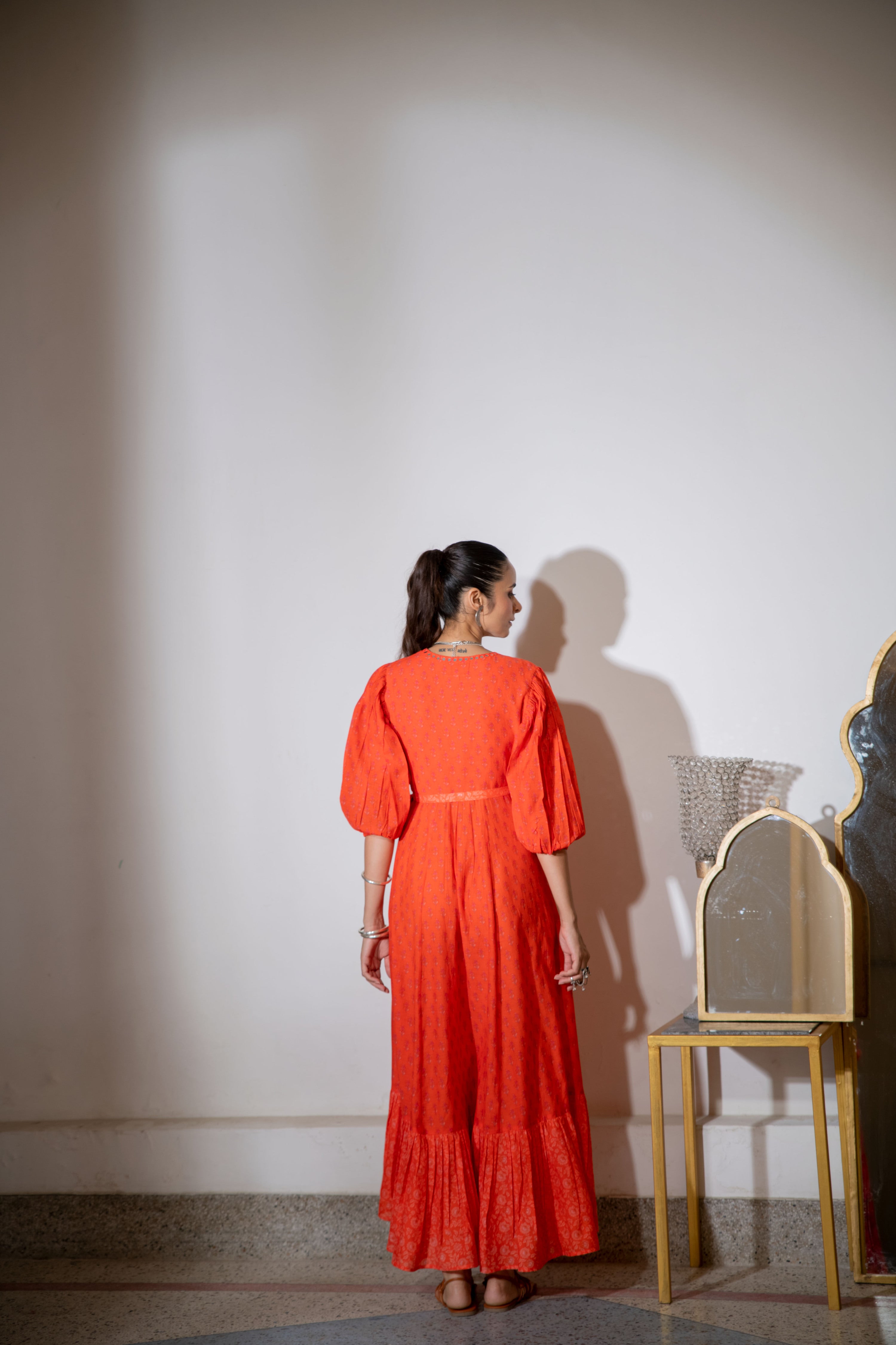 Noor Wrap Dress in Orange