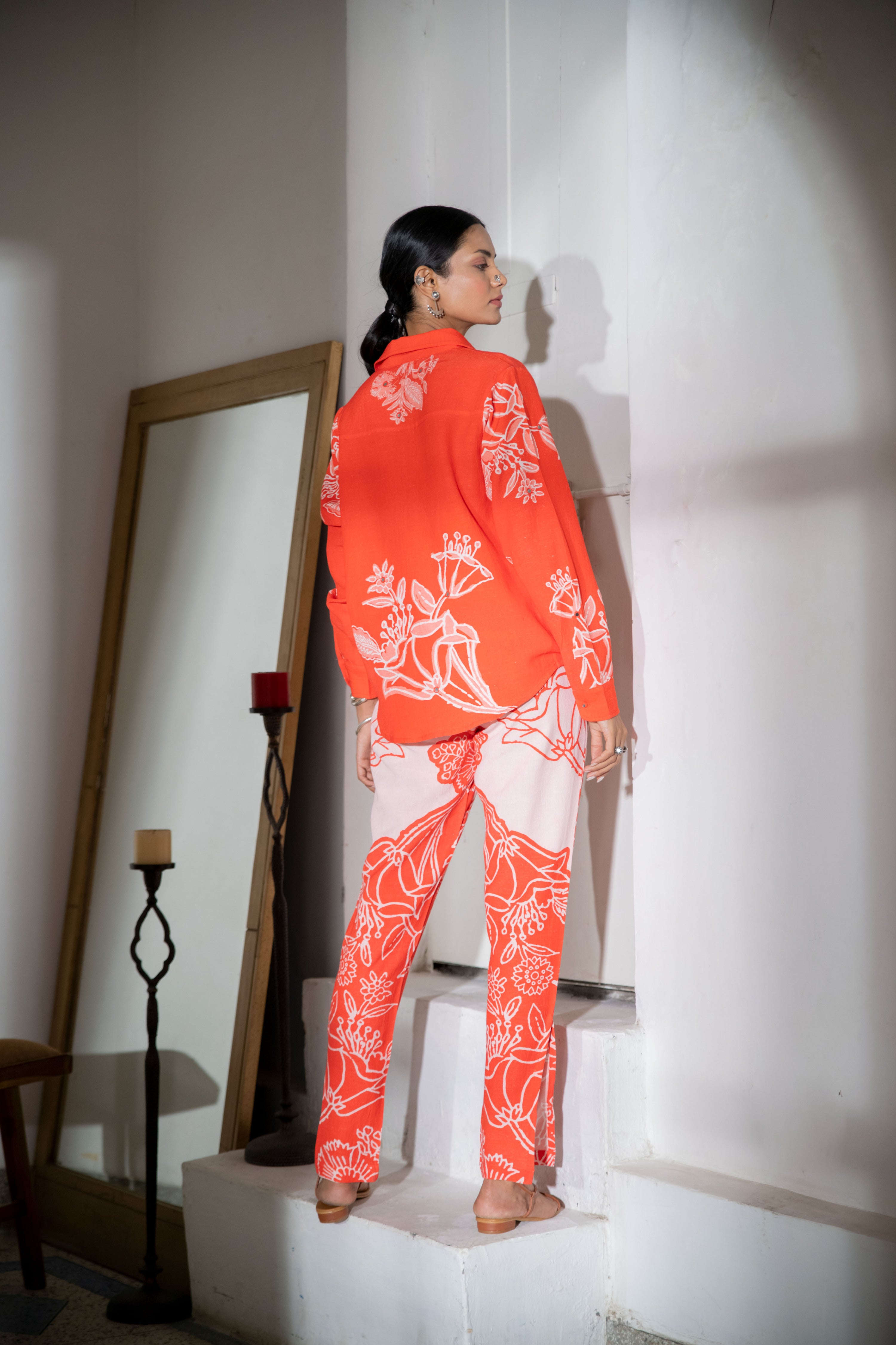 Noor Floral Set in Orange