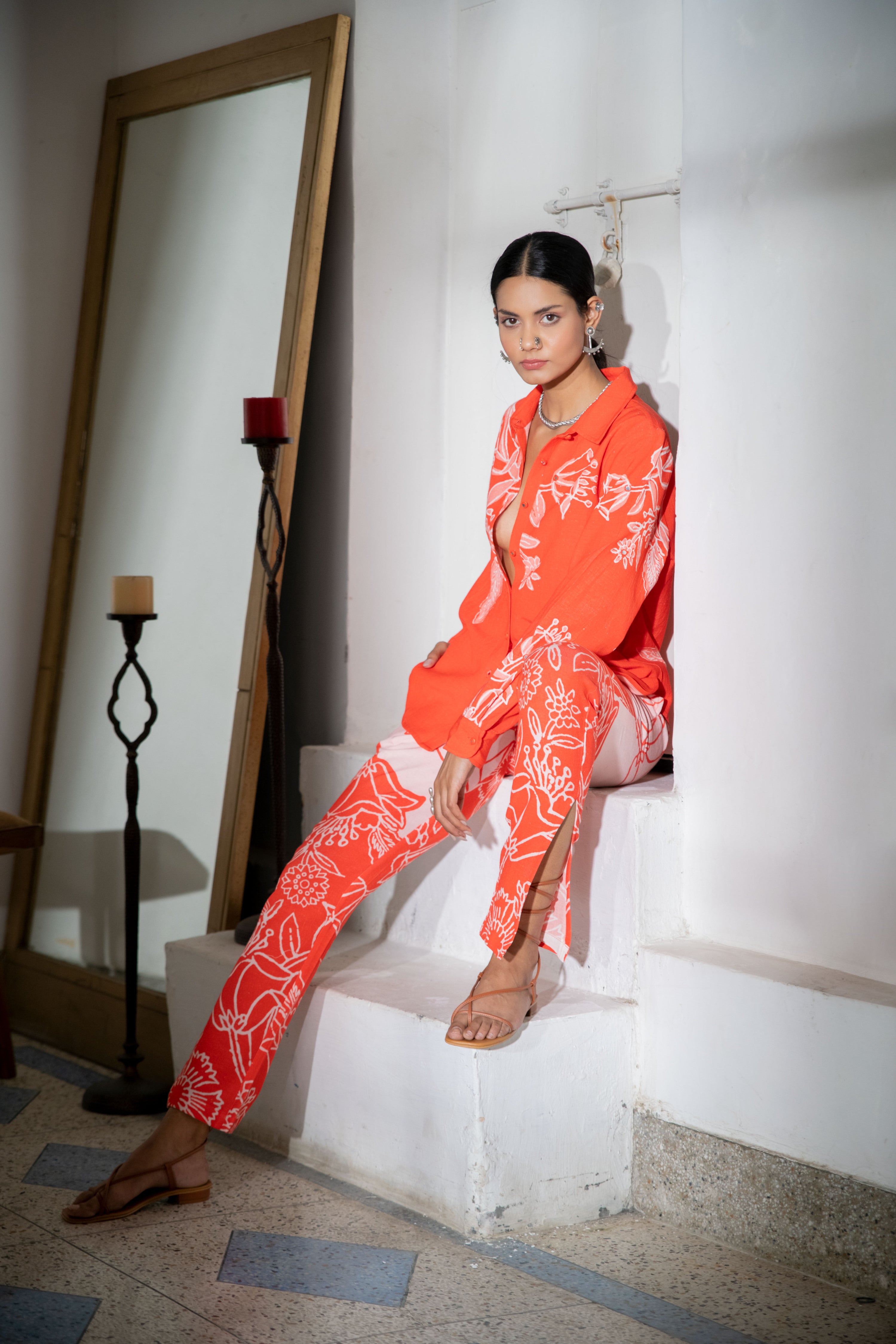 Noor Floral Set in Orange