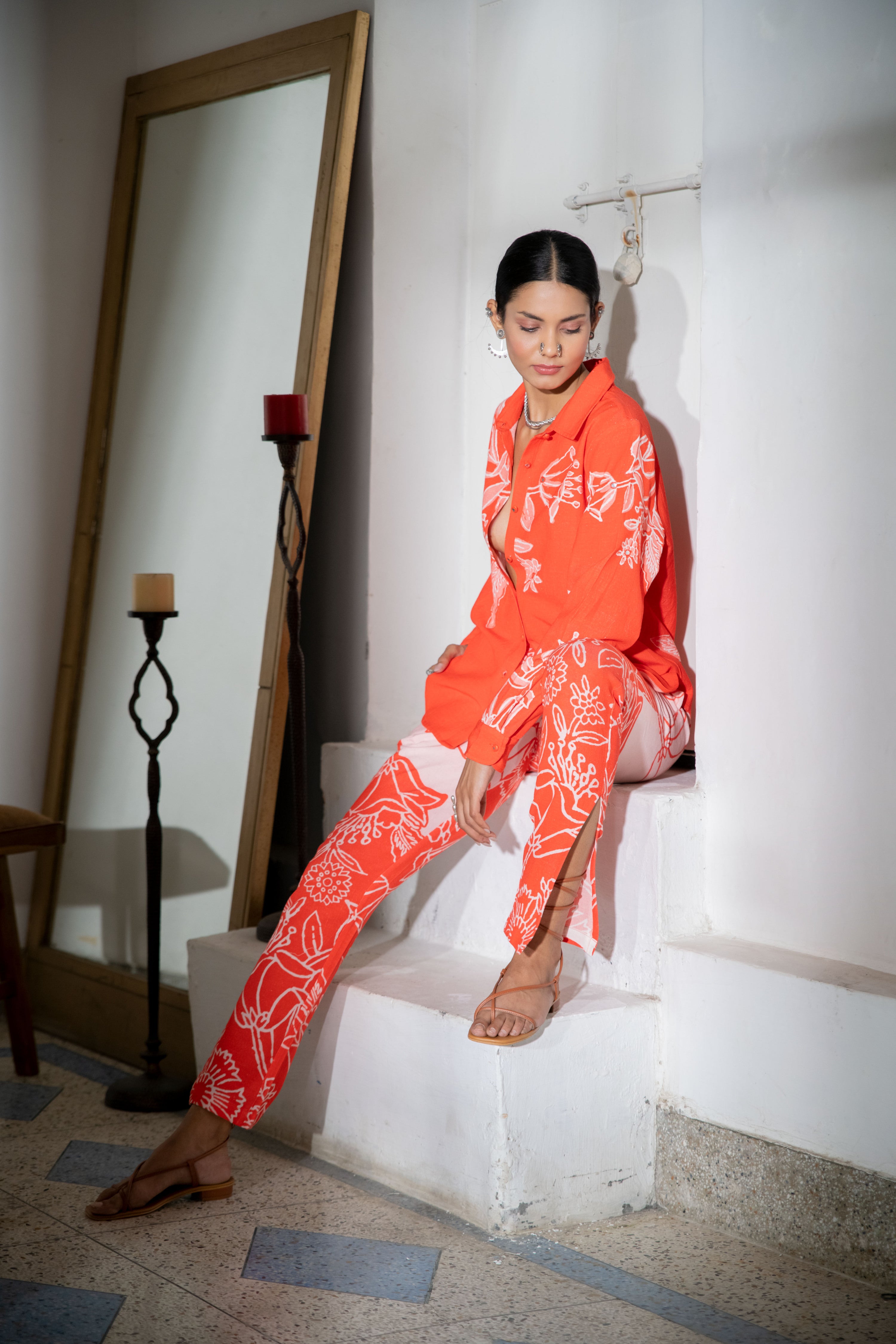 Noor Floral Set in Orange