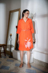 Noor Midi Shirt Dress in Orange